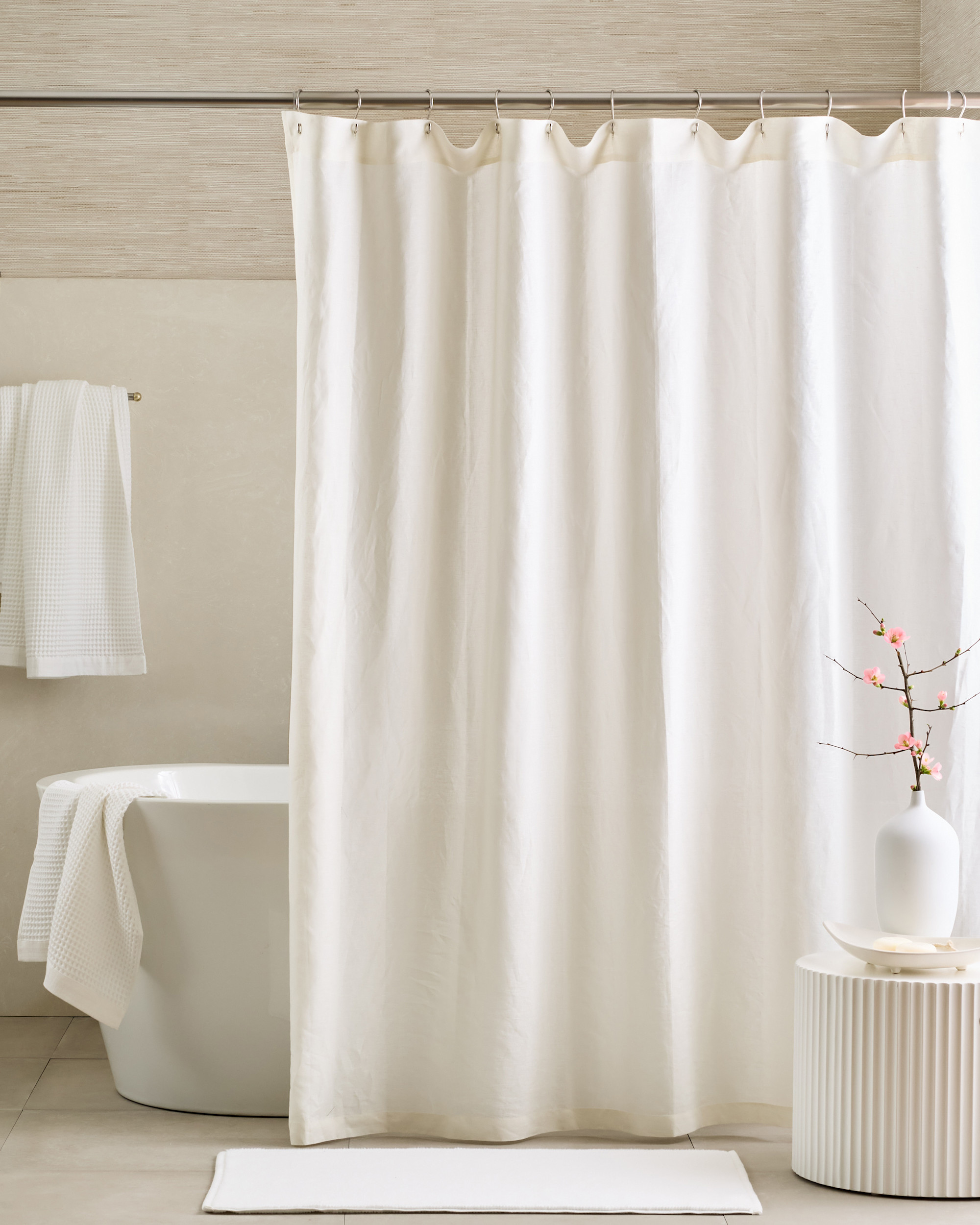European Linen Shower Curtain - Ivory