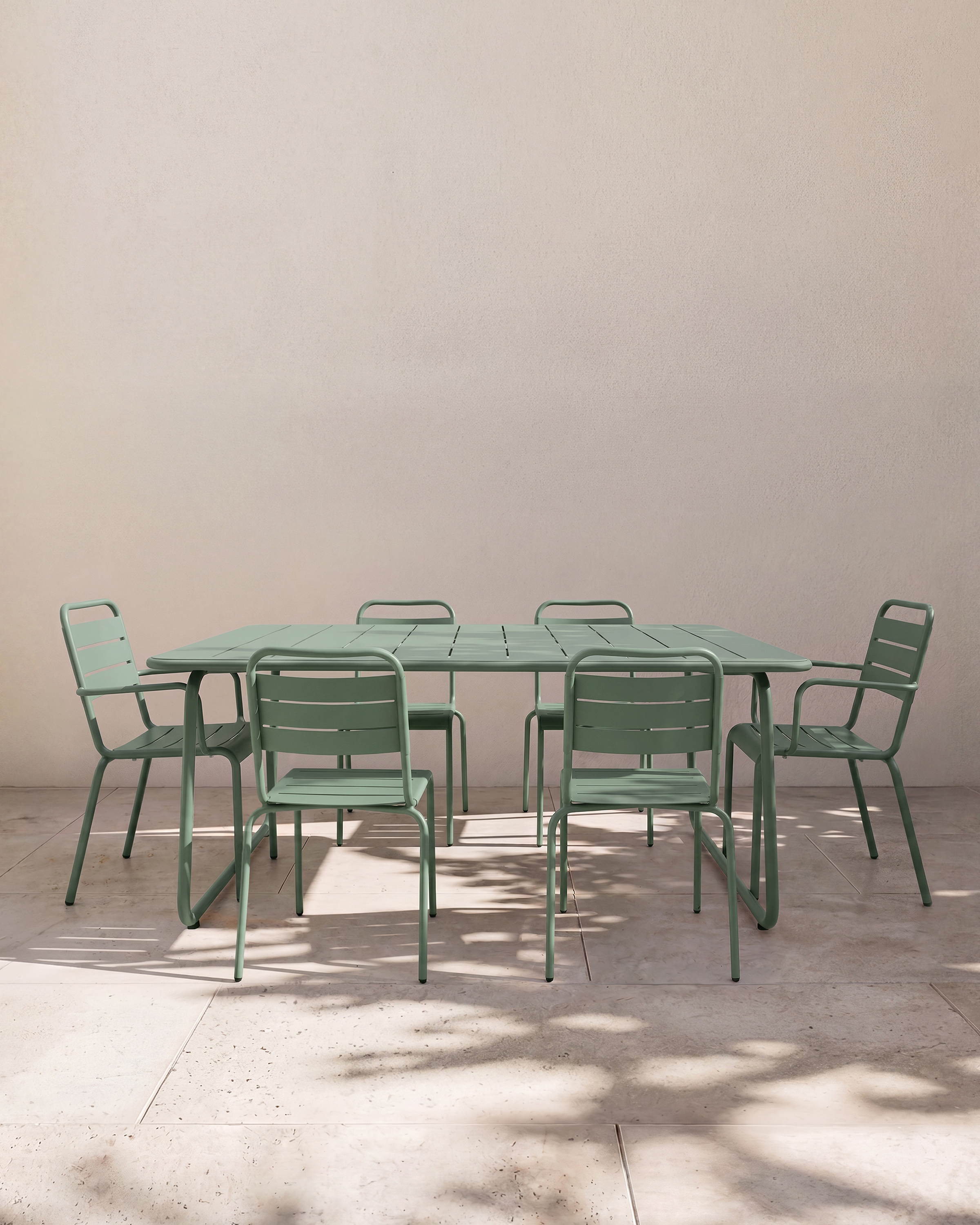 Sage Green Powder-Coated Aluminum Outdoor Dining Set