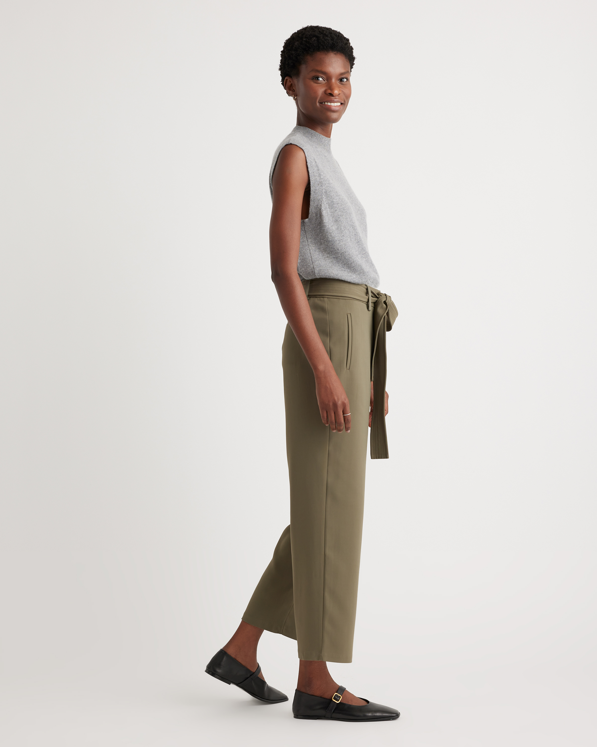 Stretch Crepe Paperbag Pants