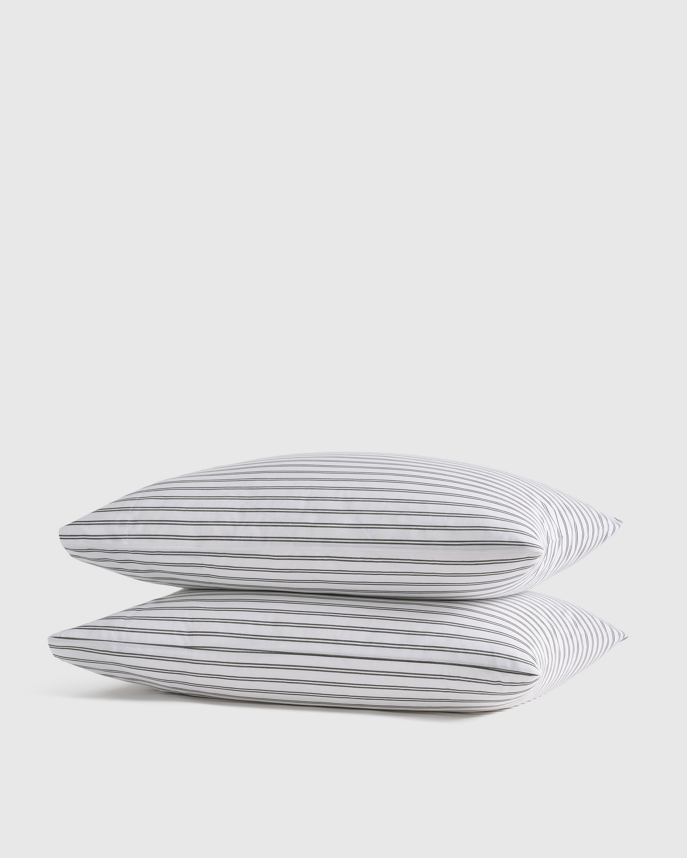 White/Pine Classic Organic Percale Double Stripe Pillowcase Set