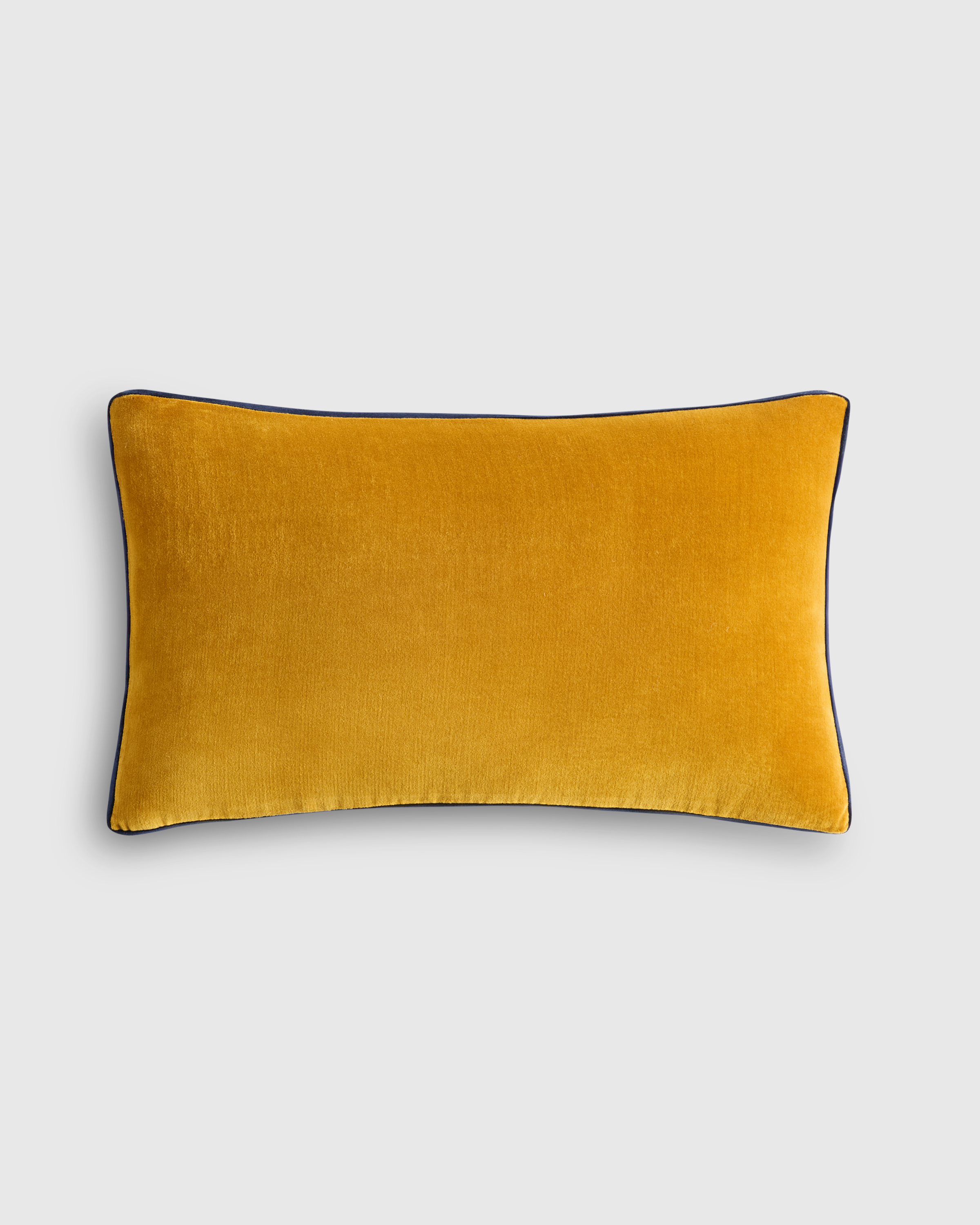 contrast velvet edge pillow cover, marigold/navy, 12x20