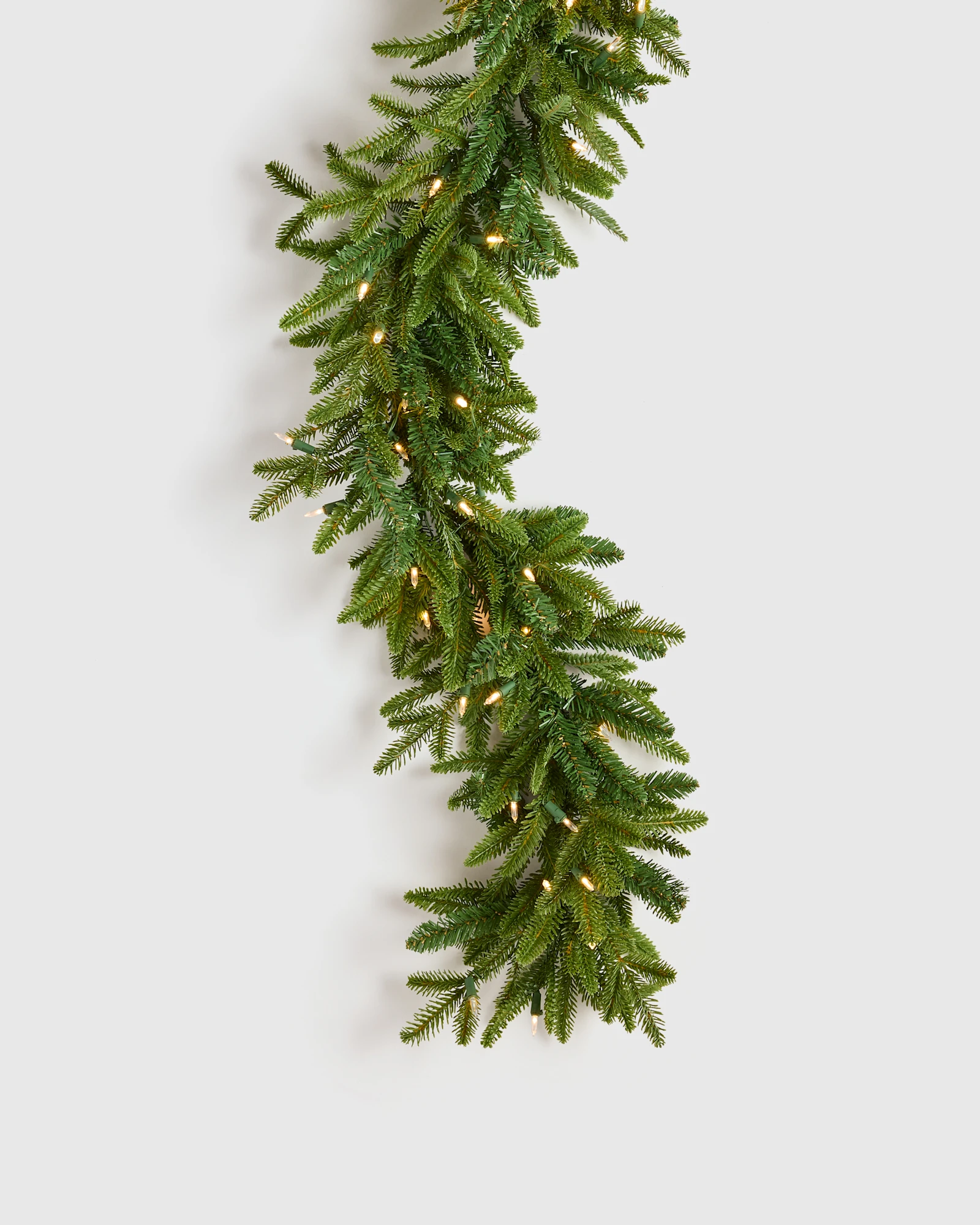 Faux Lit Fraser Fir Garland - 9' in Forest Green