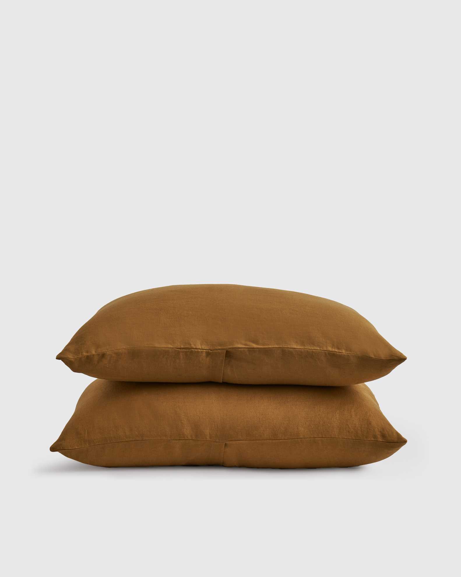 quince tobacco linen European Piped Duvet Cover our linen only gets softer over time. Linen Sham Set in Tobacco