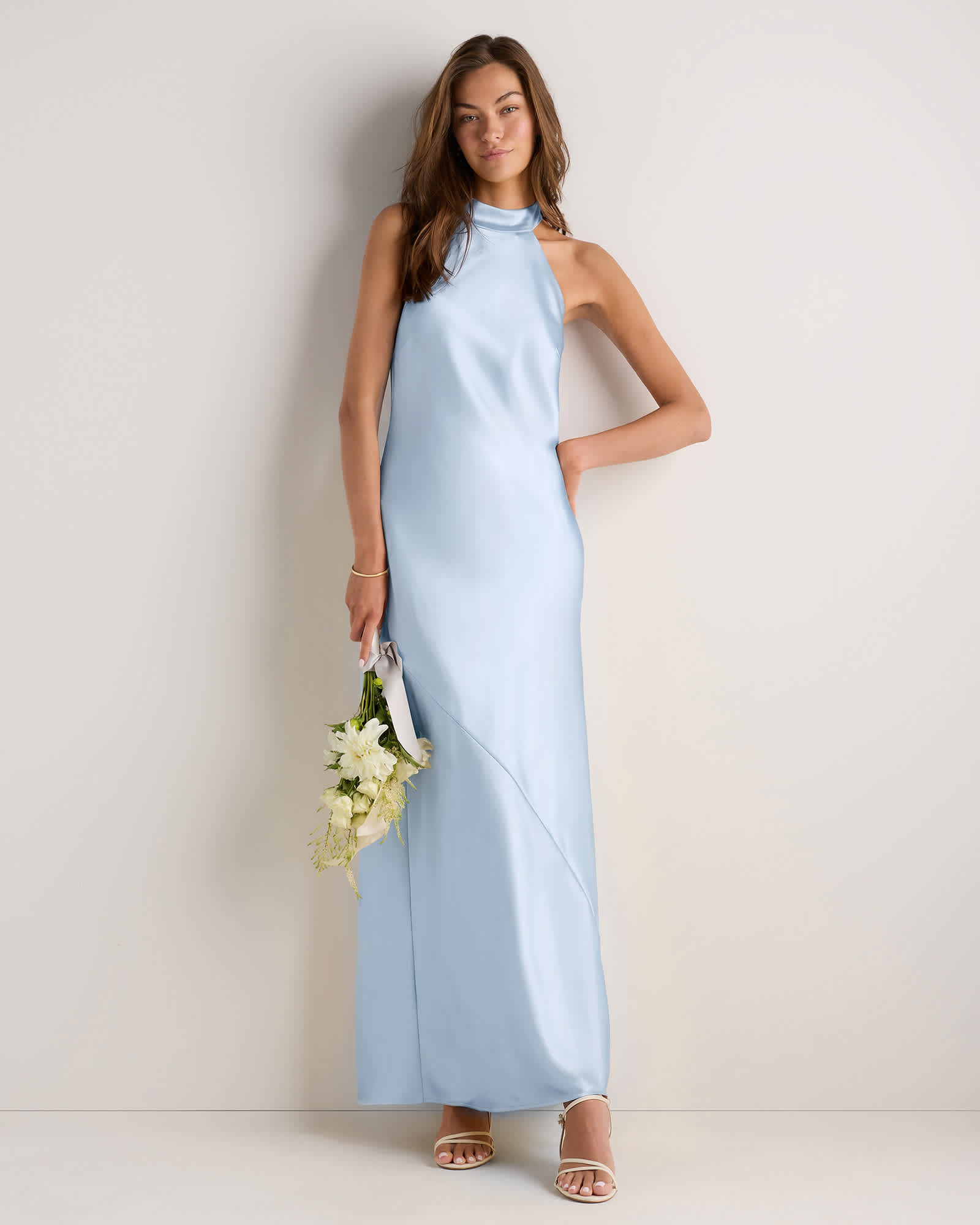 silk light blue dress Satin A Line V Neck Formal Celebrity Evening a stunning option for both evening dresses and formal dresses Silk Satin Blue Formal Wedding
