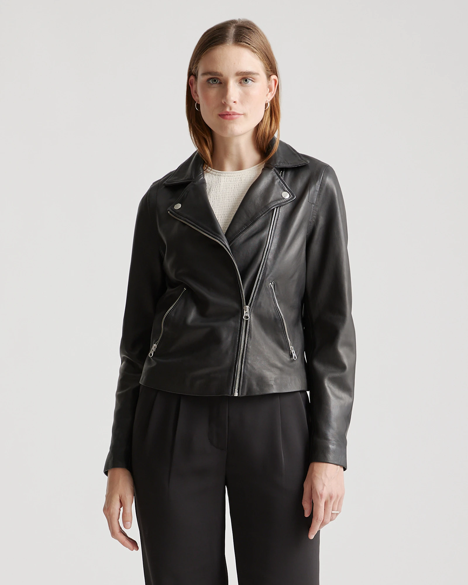 100% Washed Leather Biker Jacket