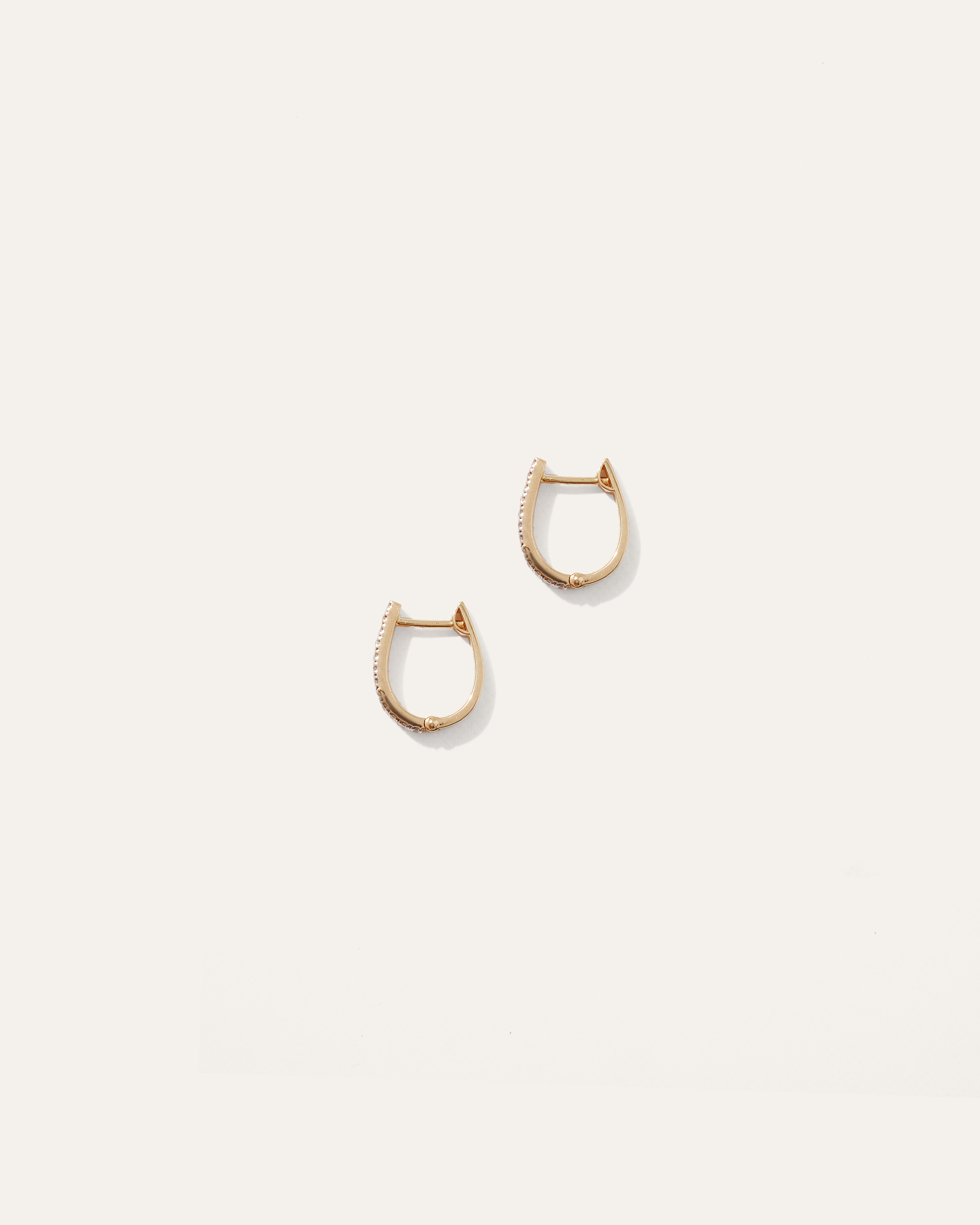 14K Gold Double Row Diamond Hoops 3