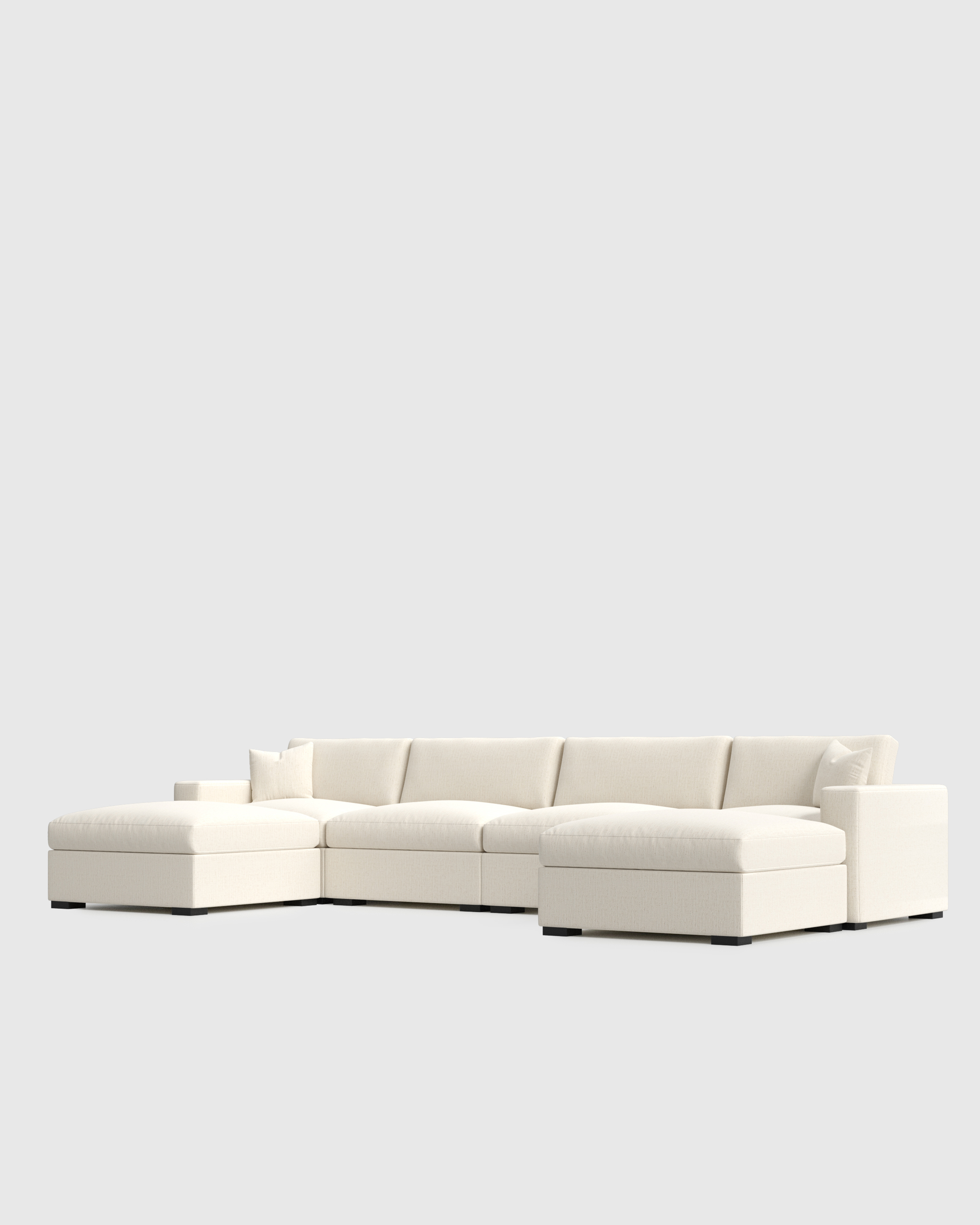 6-Piece Modular U Sectional Snow Front Angle