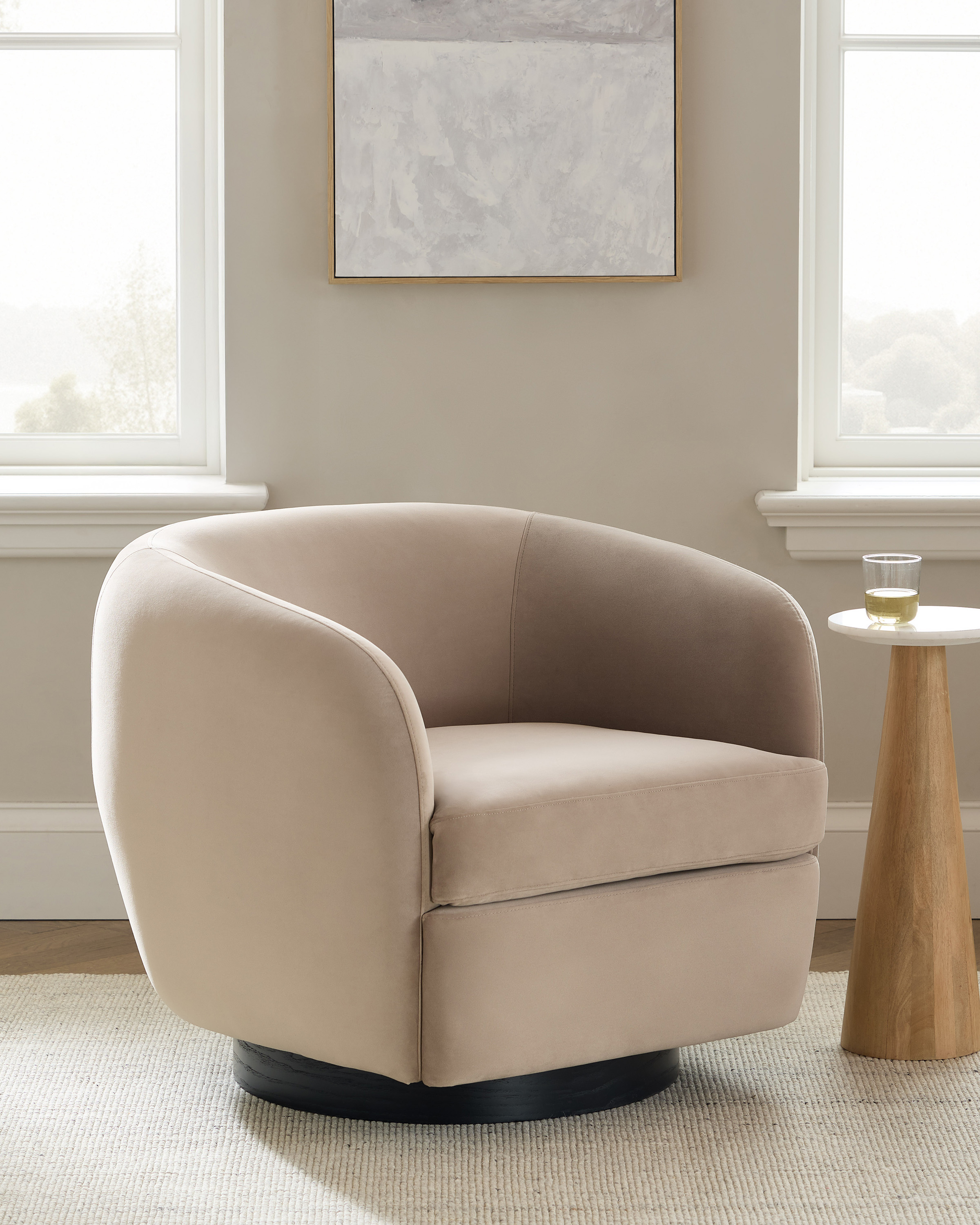 Performance Velvet Swivel Chair - thumbnail 2