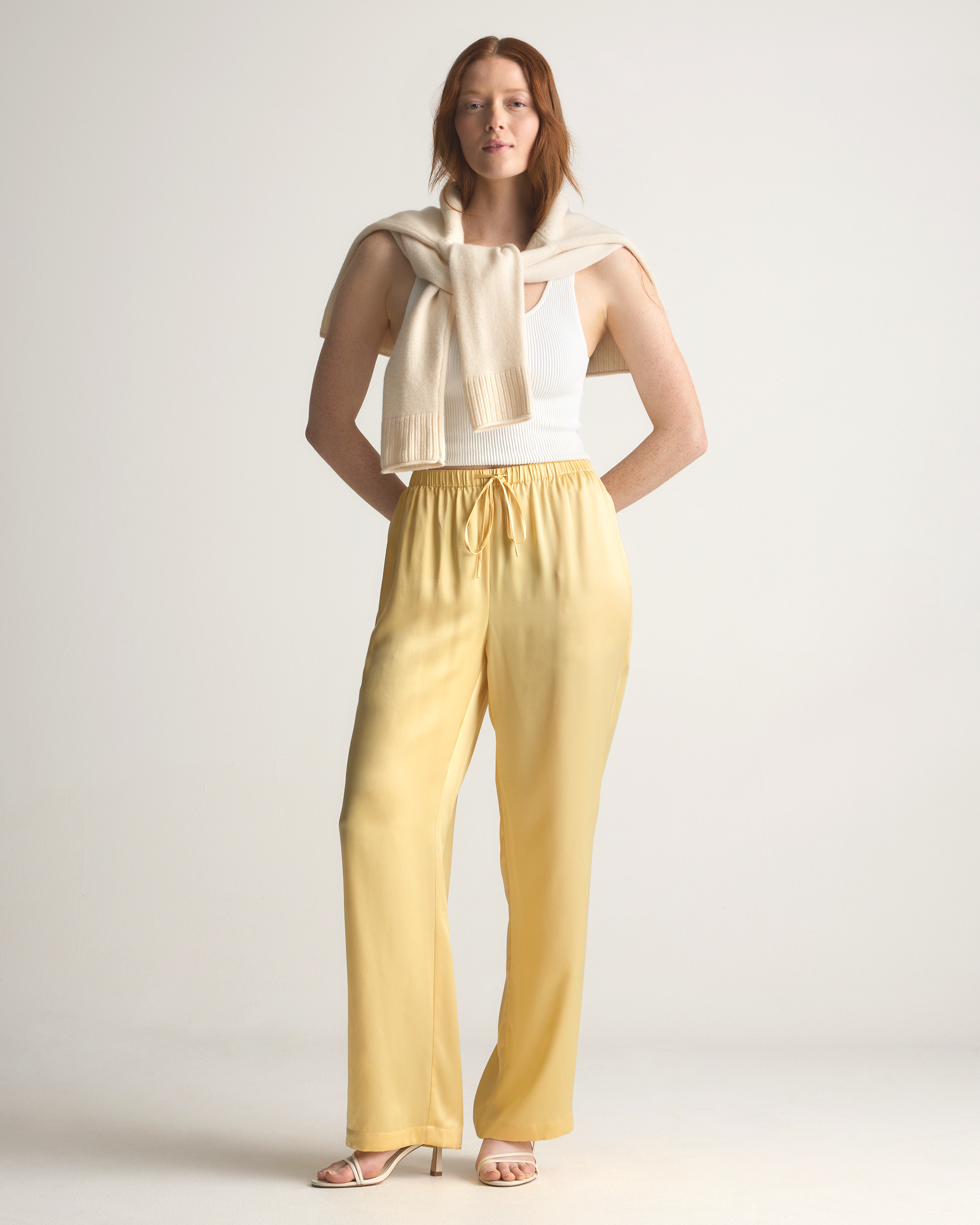 【COLOR iN ID】ys string wide pants Gia Satin Wide-Leg Pants | GUESS Factory