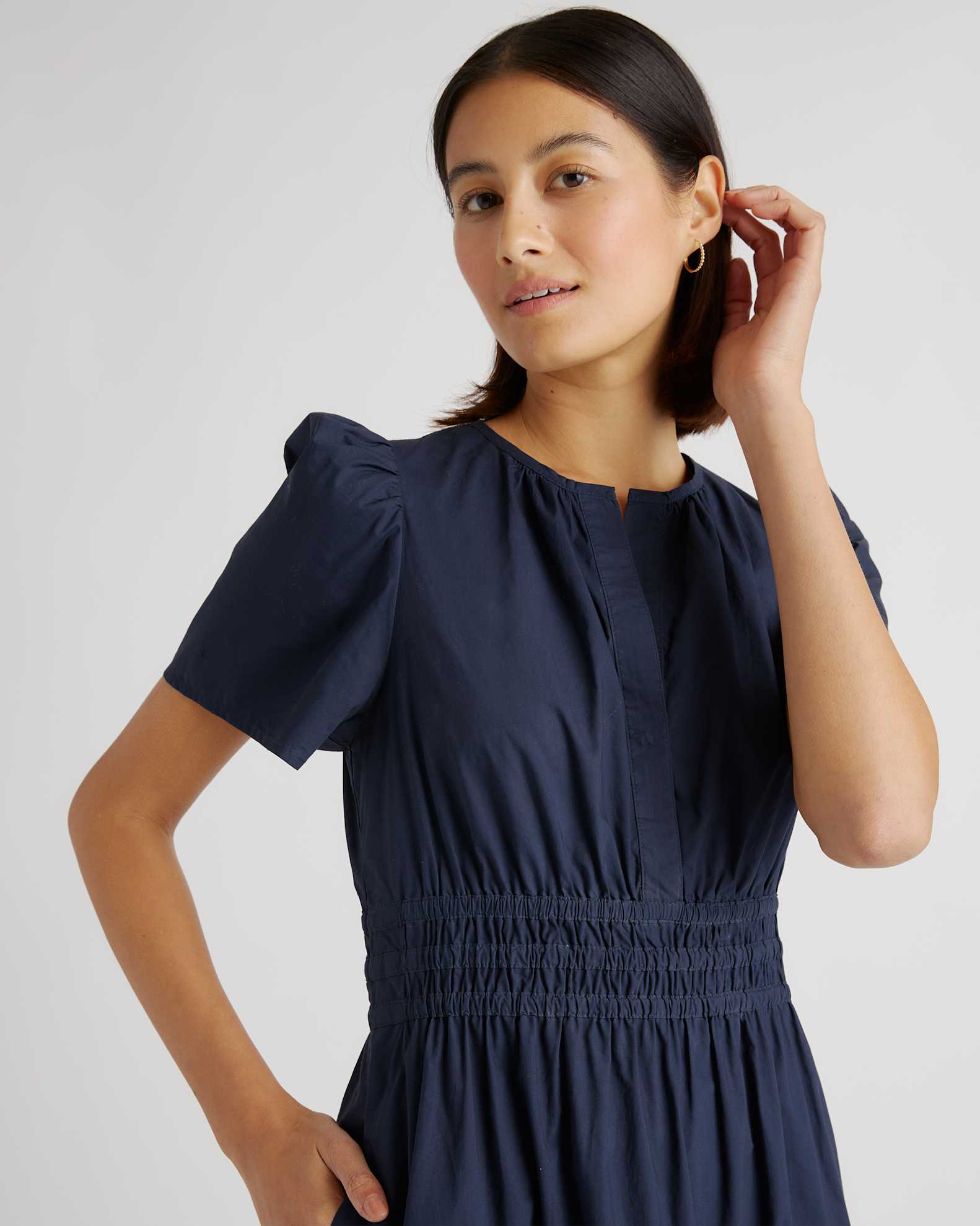 Quince Women's Poplin Tiered Maxi Dress, Navy, Size XL - 100% Organic Cotton, V-Neck, Short Sleeves, Pocketed, Perfect for Summer Quince Women's Poplin Tiered Maxi Dress, Navy, Size XL - 100% Organic Cotton, V-Neck, Short Sleeves, Pocketed, Perfect for Summer
