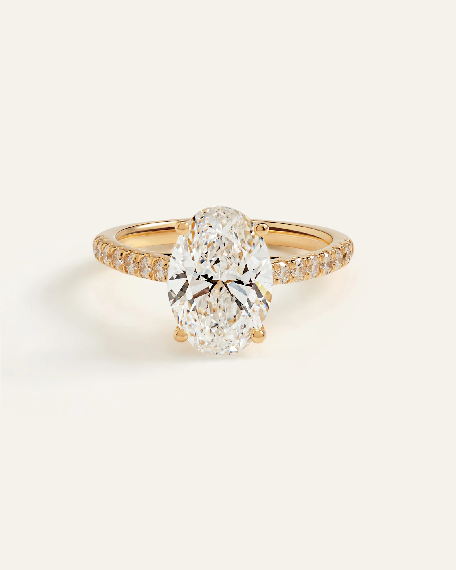 Lab Grown Diamond Oval Pave Trellis Cathedral Engagement Ring - 3ct