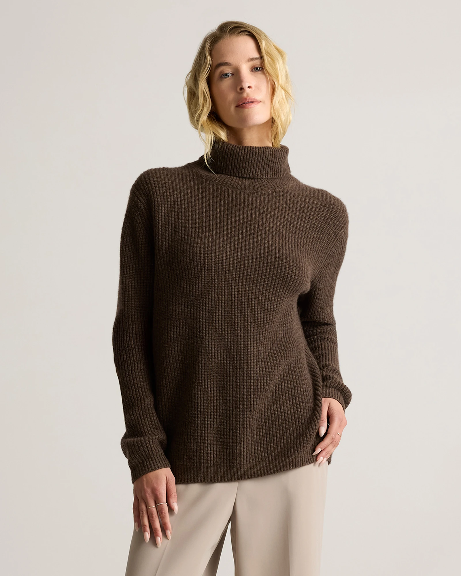 Mongolian Cashmere Fisherman Turtleneck Sweater