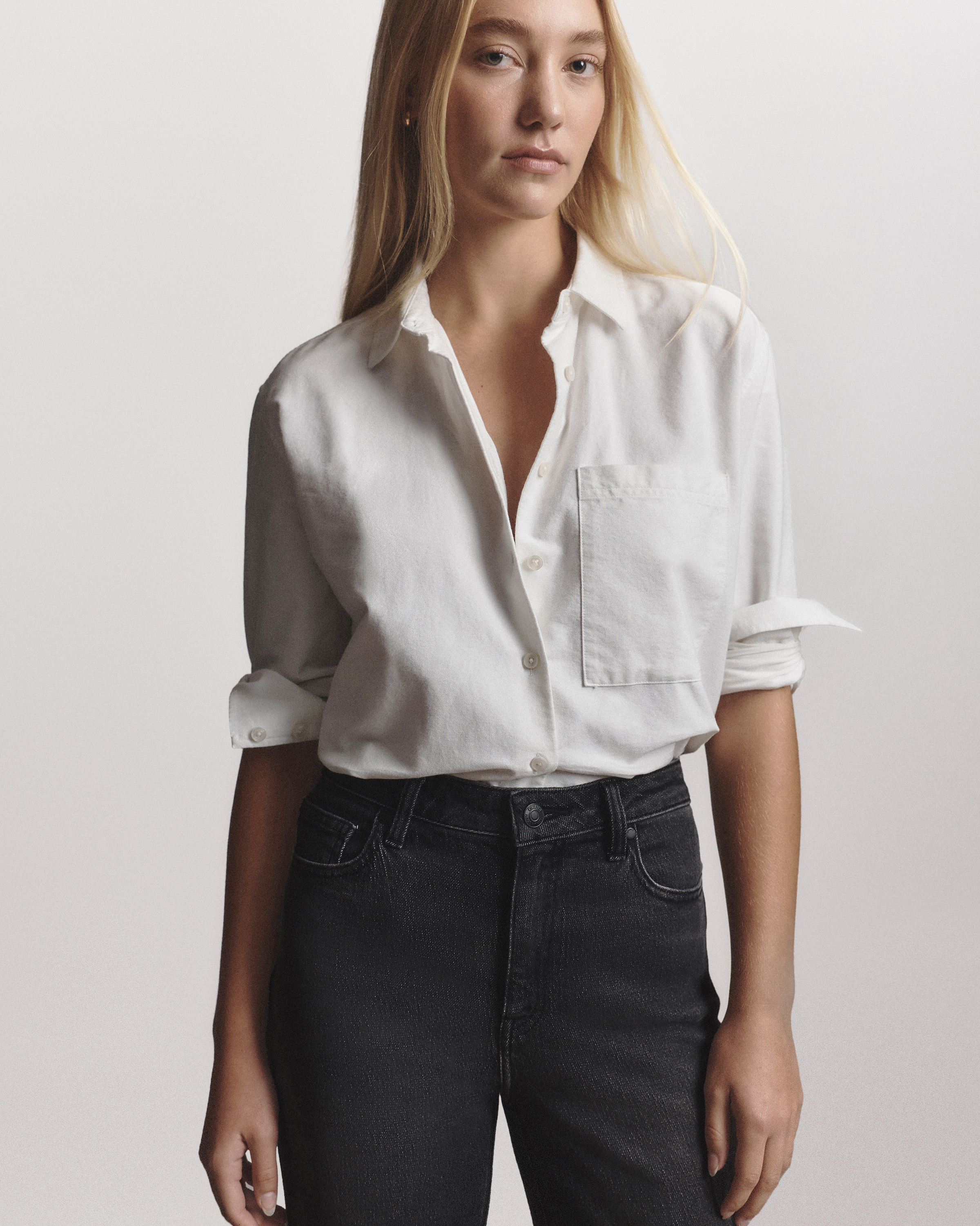 Organic Cotton Relaxed Oxford Shirt in White