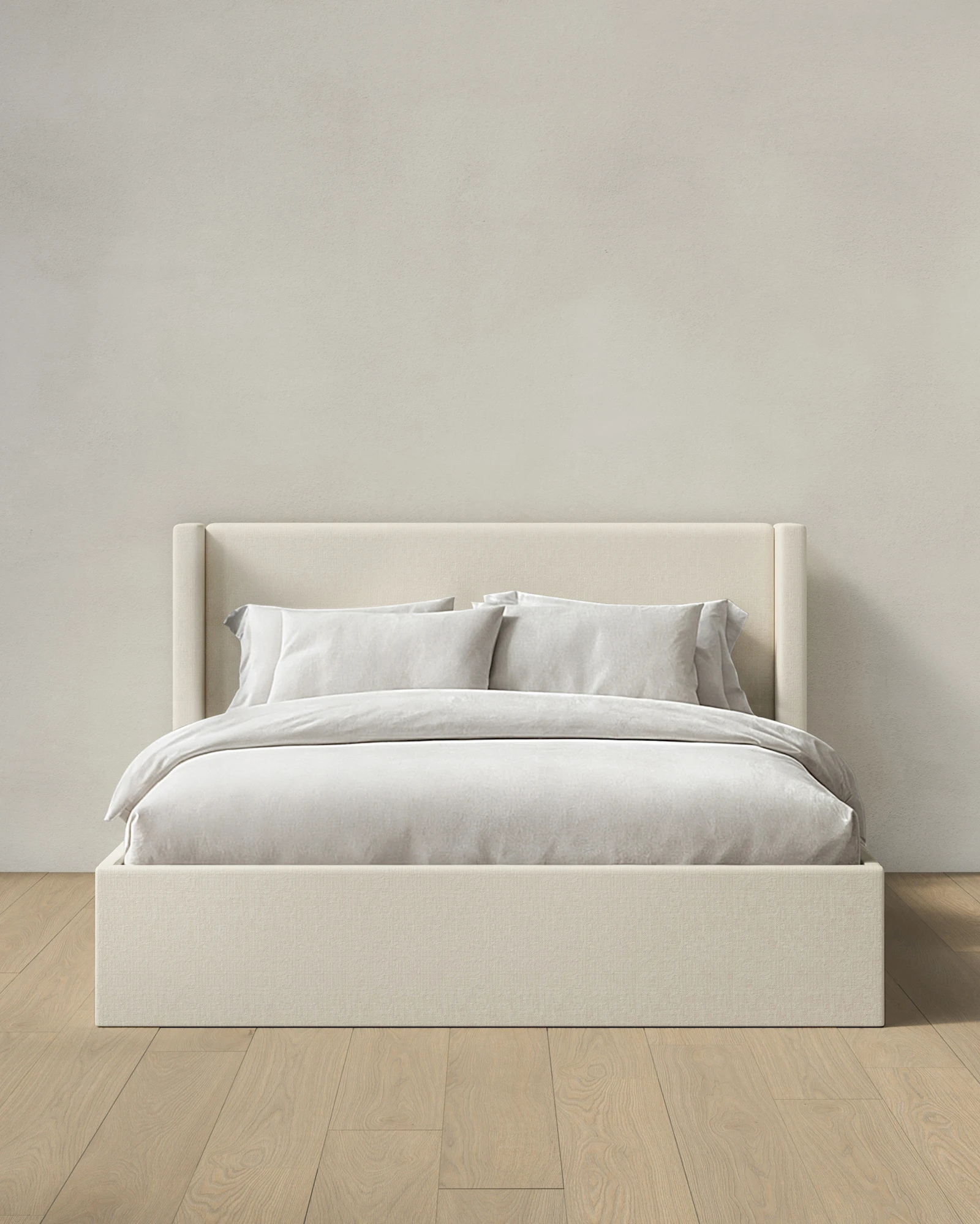 Linen Wingback Bed - Low Headboard