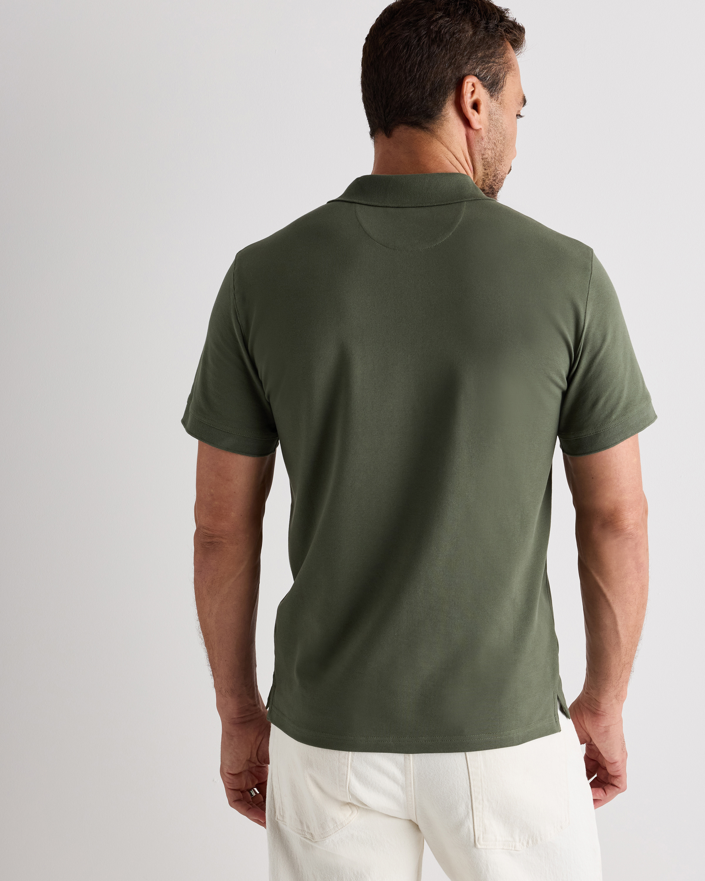 Organic Cotton Pique Polo in Loden Green