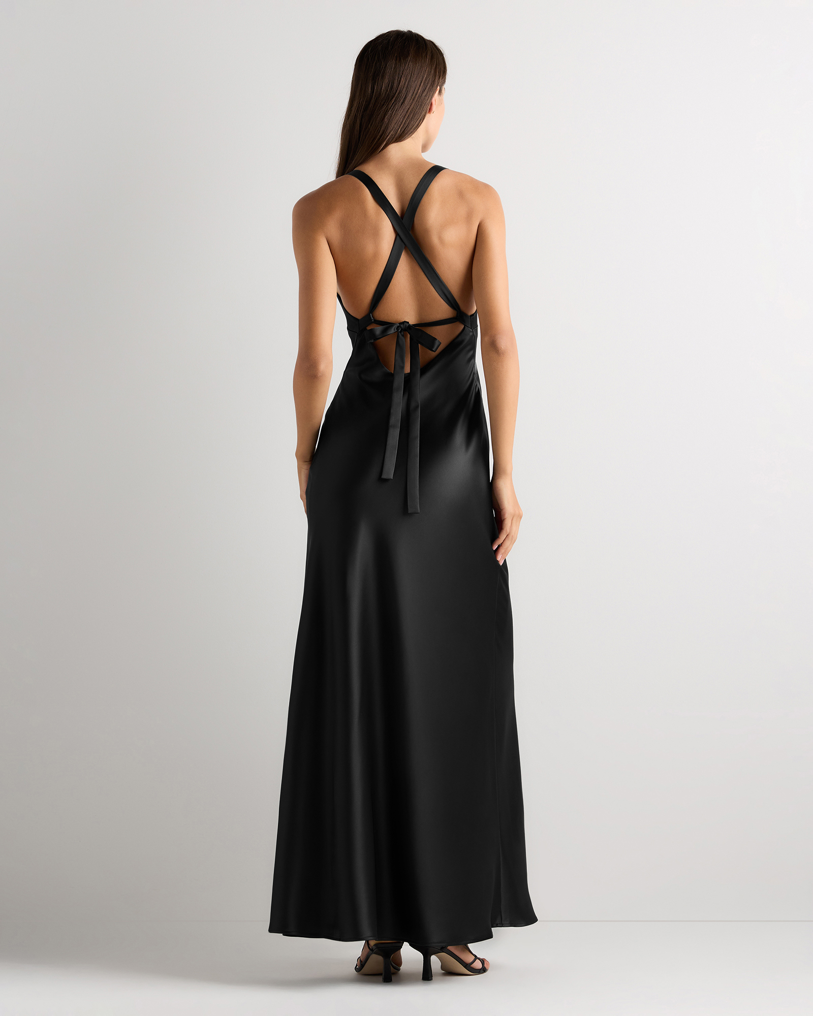 bianca black dress Bianca Stretch Satin Dress in Black