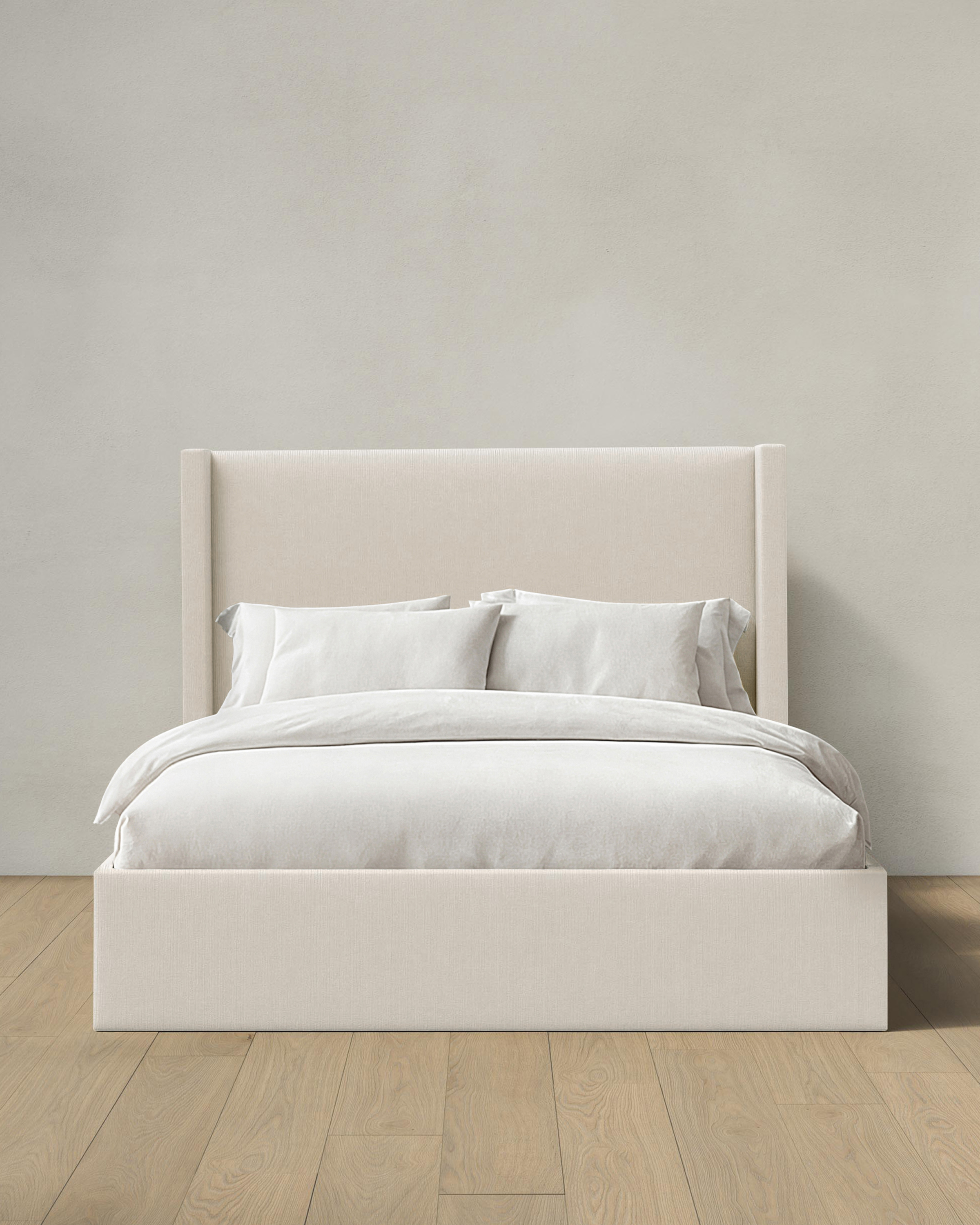 Ivory Wingback Bed in Performance Linen Blend