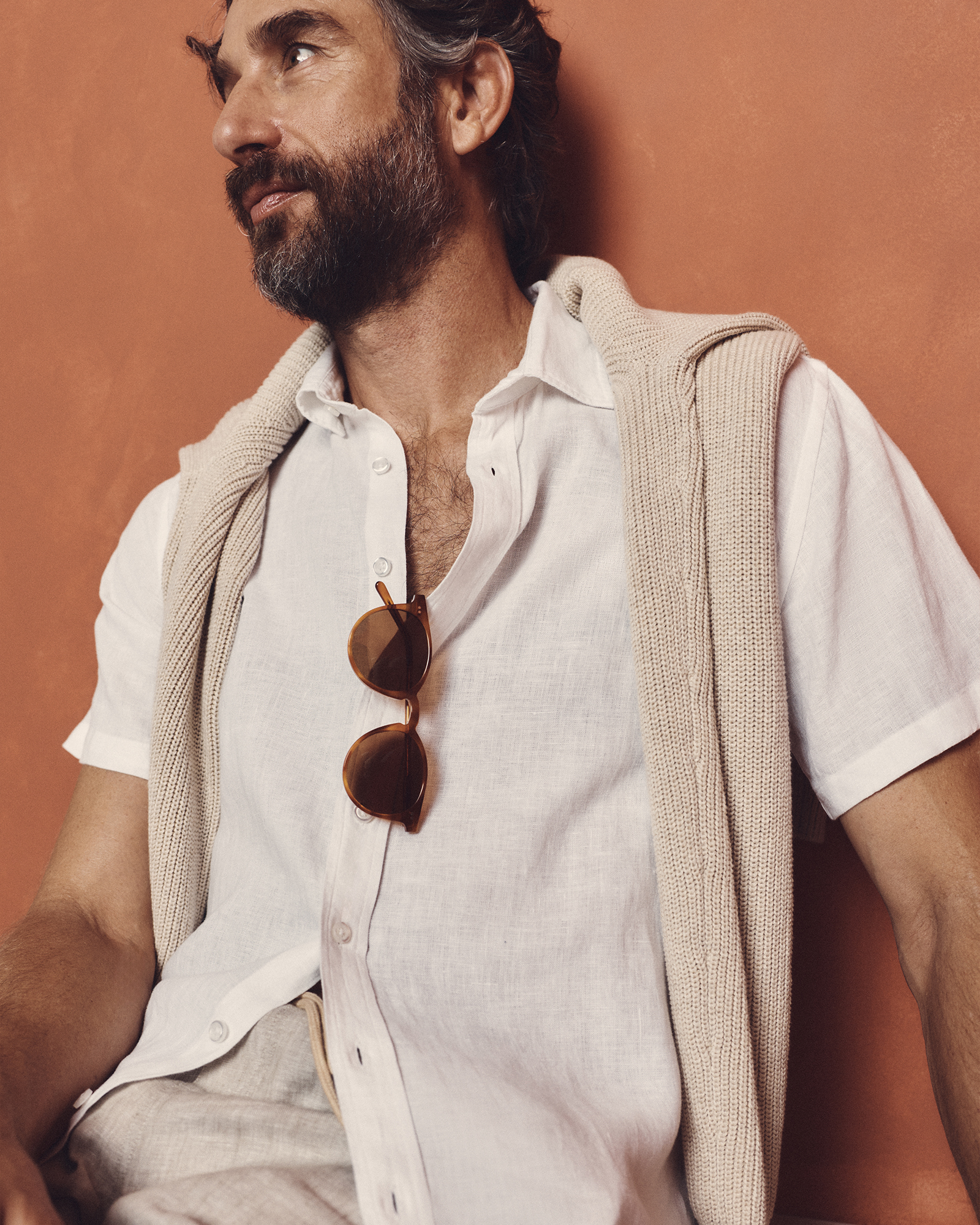 white linen dress shirt mens Carl 100% French or Belgian linen Semi Mens Cotton Linen Long Sleeve