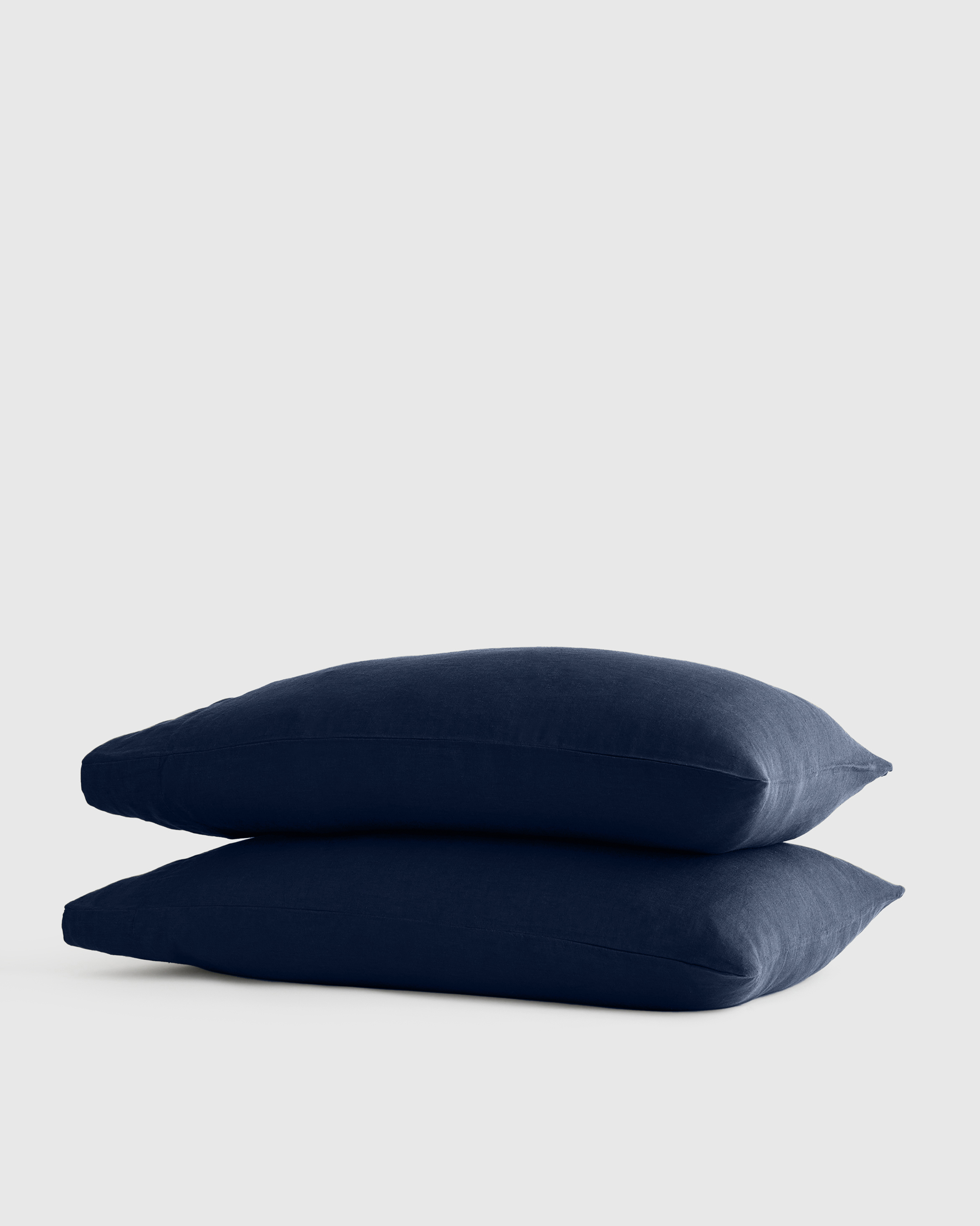 Navy European Linen Pillowcase Set
