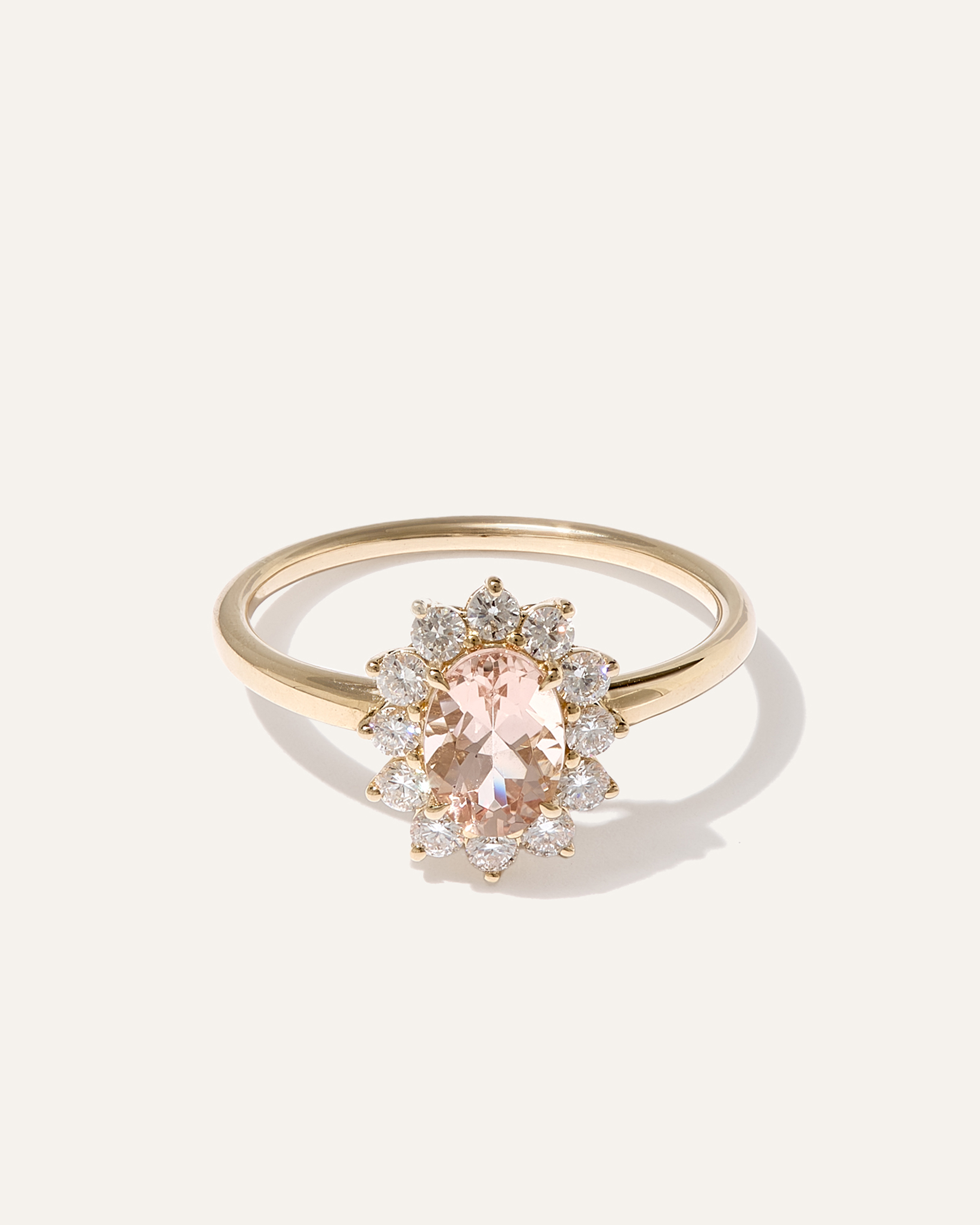 Yellow Gold 14K Gold Lab Grown Diamond and Morganite Halo Ring