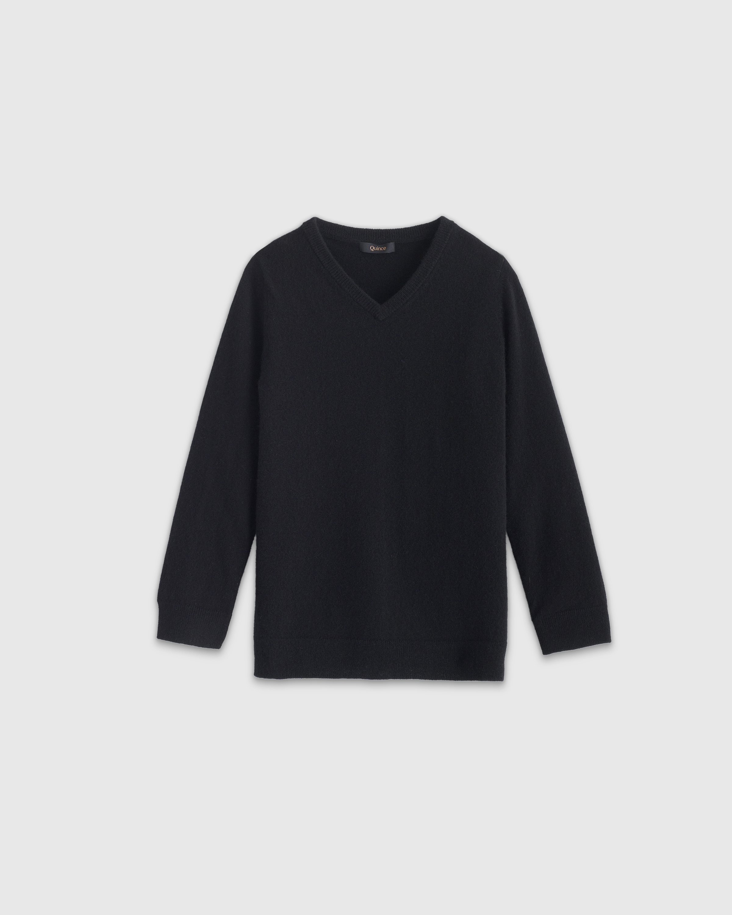 Black Washable Cashmere V-Neck Sweater
