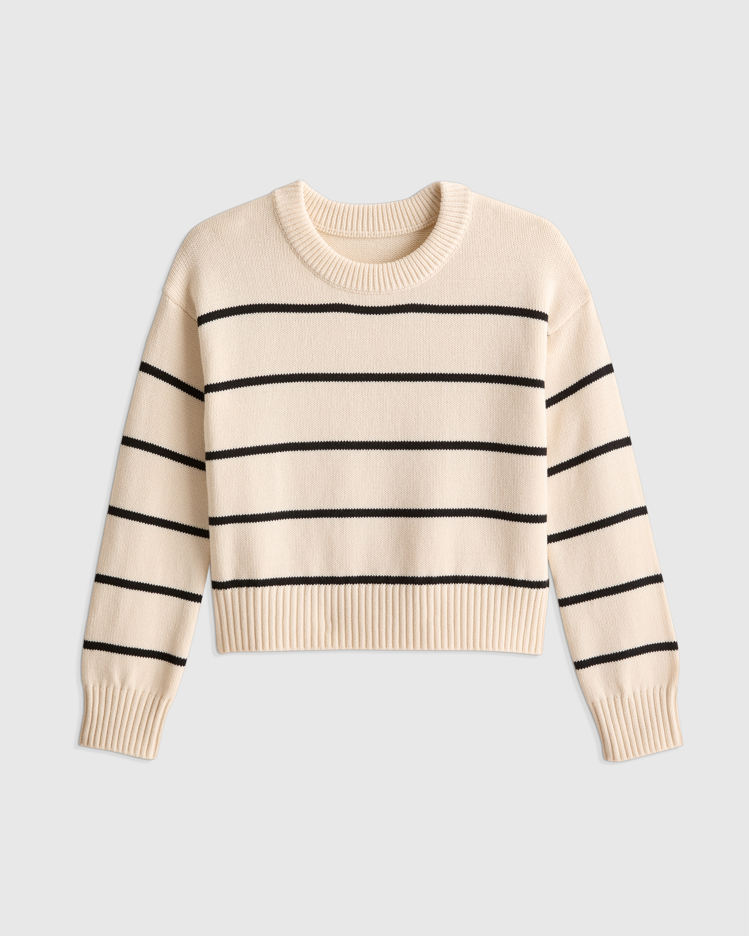 White/Black Stripe 100% Organic Cotton Crewneck Sweater