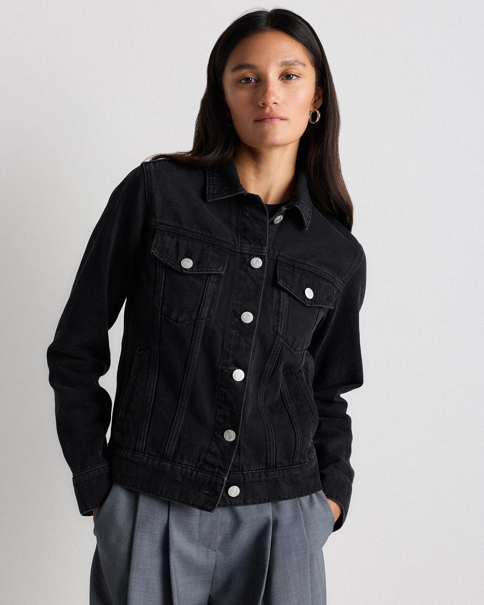 Washed Black 100% Organic Cotton Denim Jacket