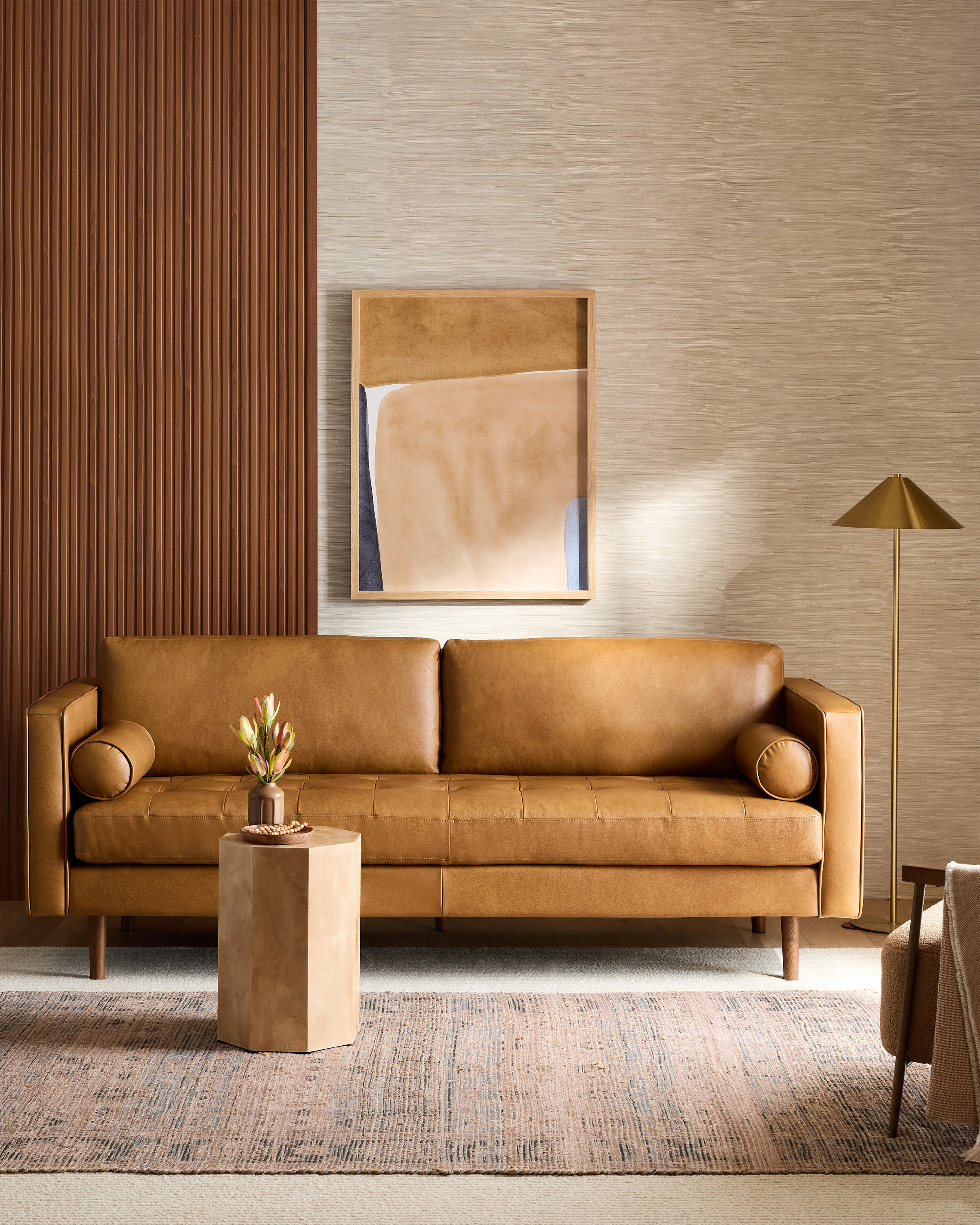 Italian Leather Midcentury Sofa - thumbnail 2