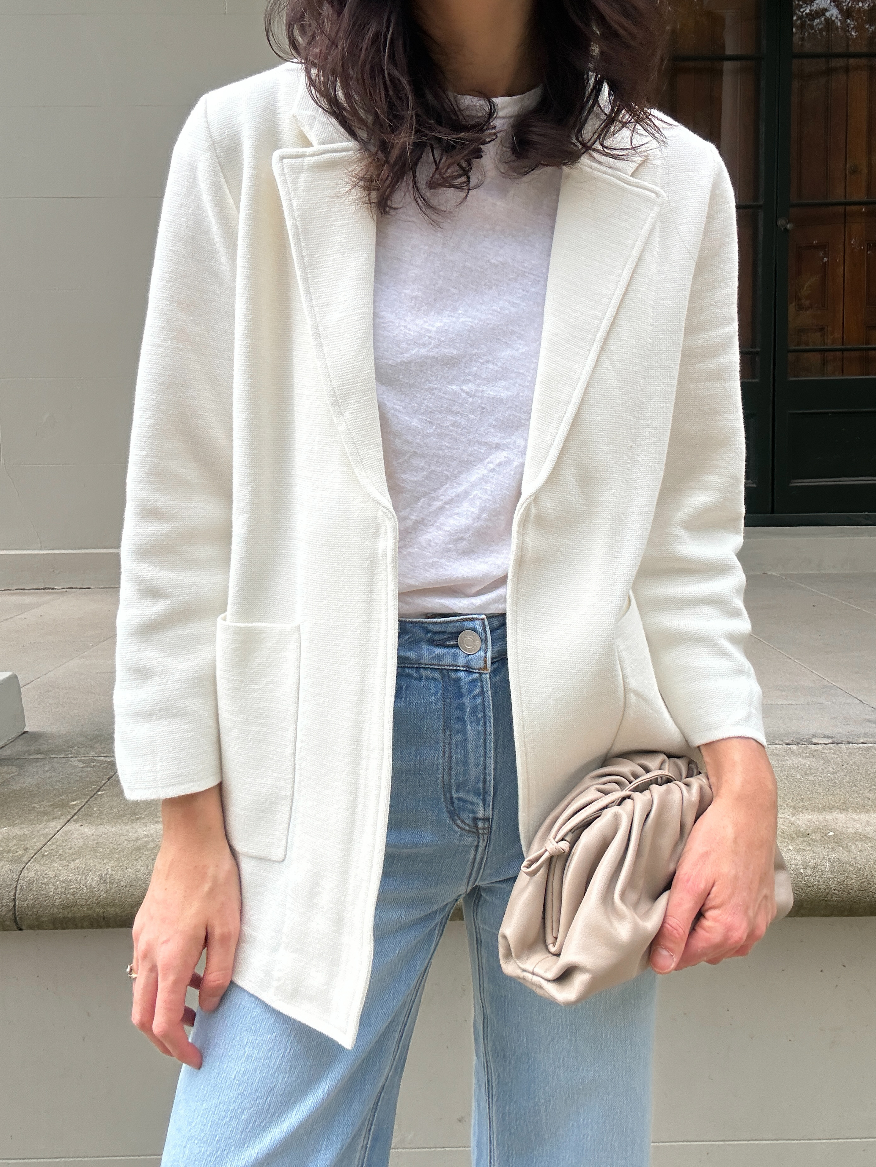 Ivory 100% Organic Cotton Knit Blazer