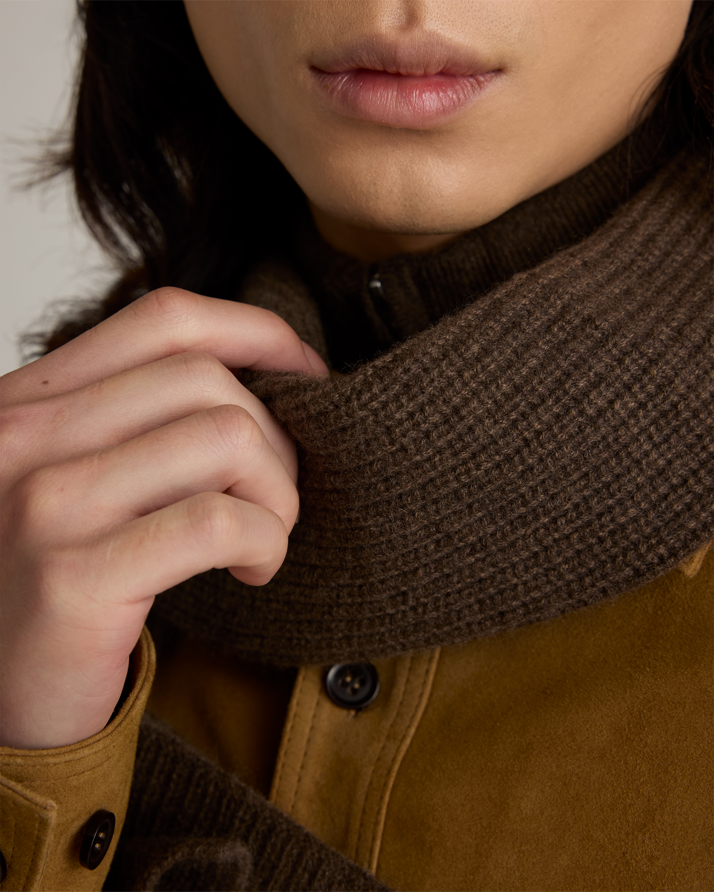 Mongolian Cashmere Ribbed Scarf - thumbnail 7