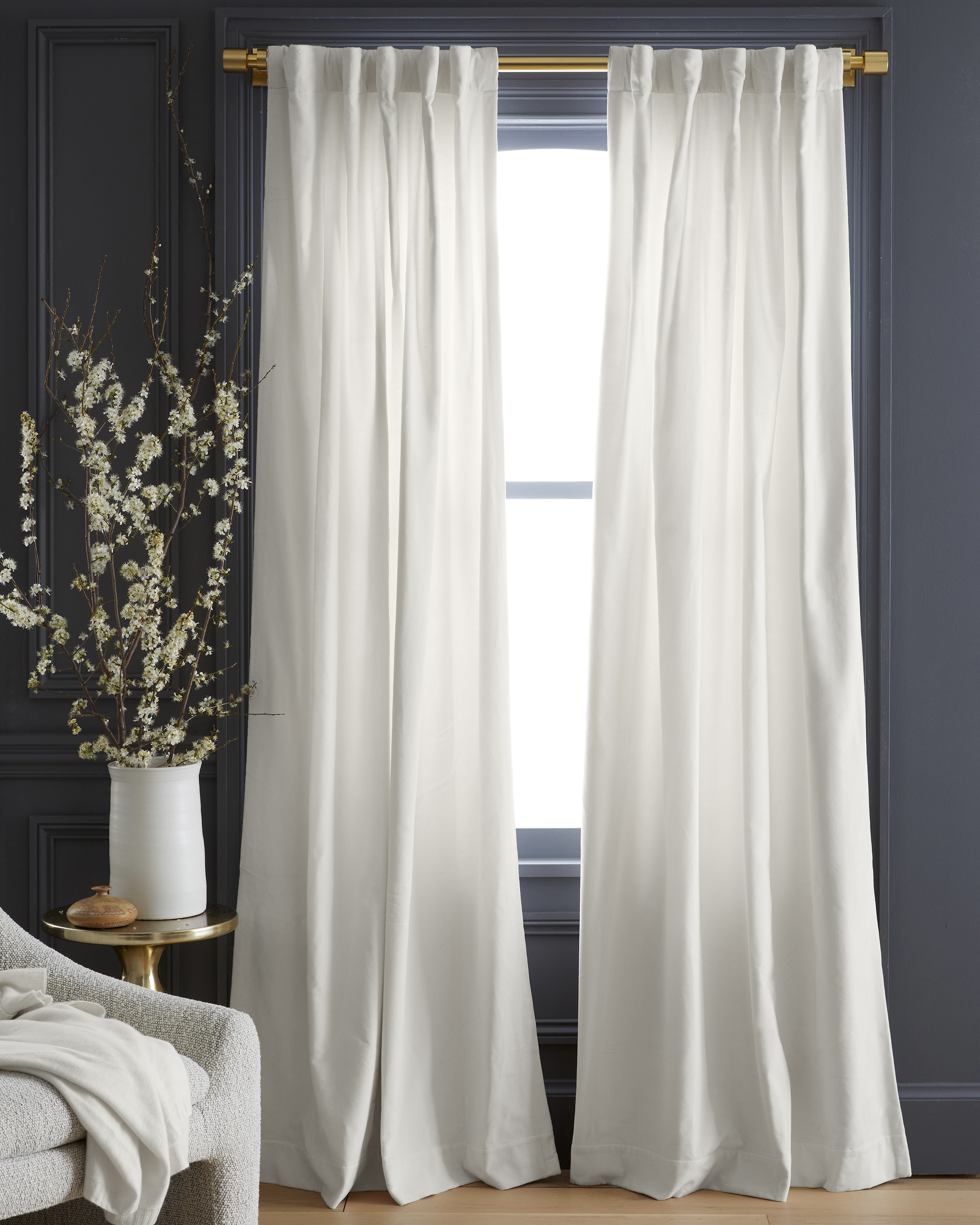 Ivory Cotton Velvet Curtain