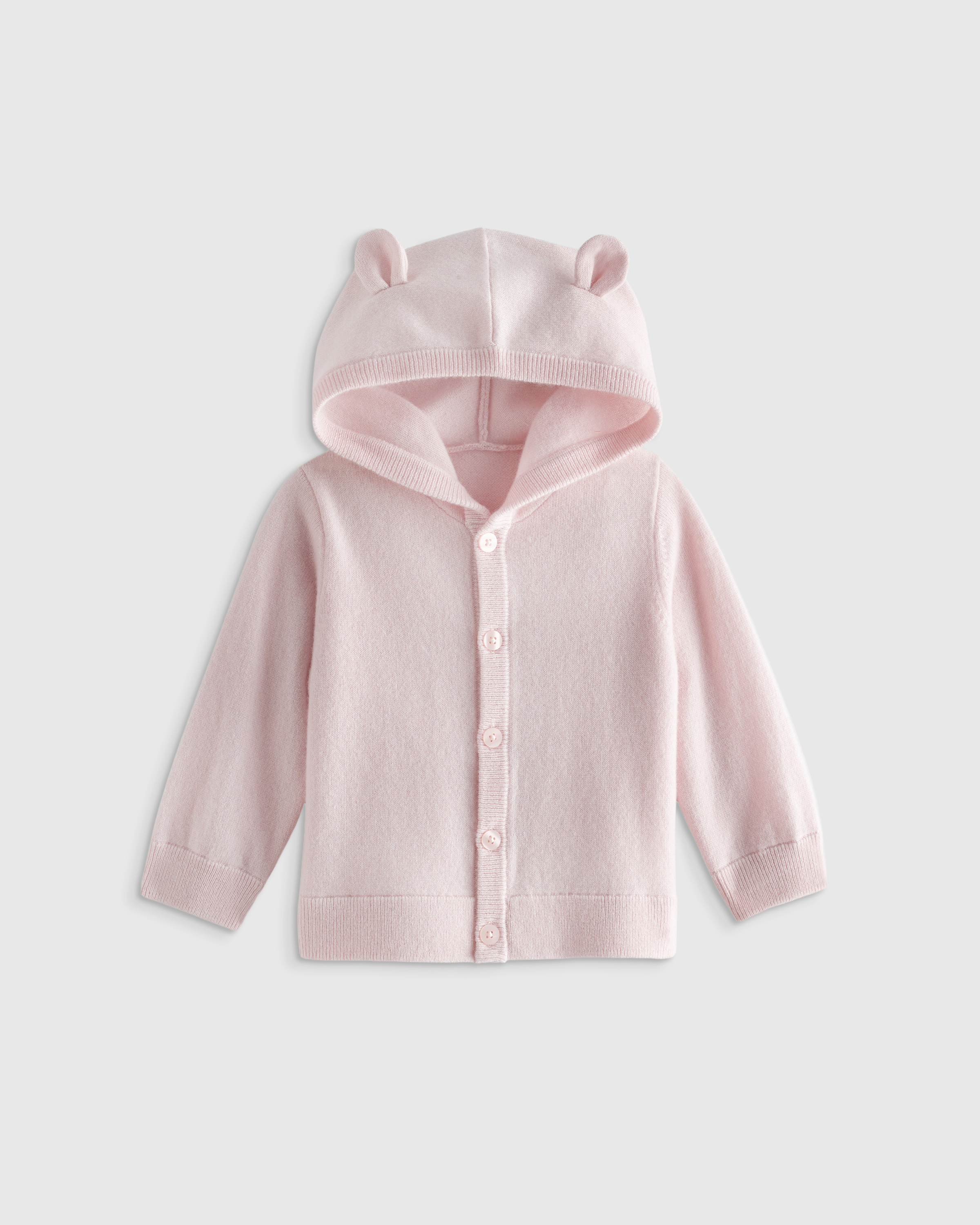 Minimal Pink Washable Cashmere Hooded Cardigan