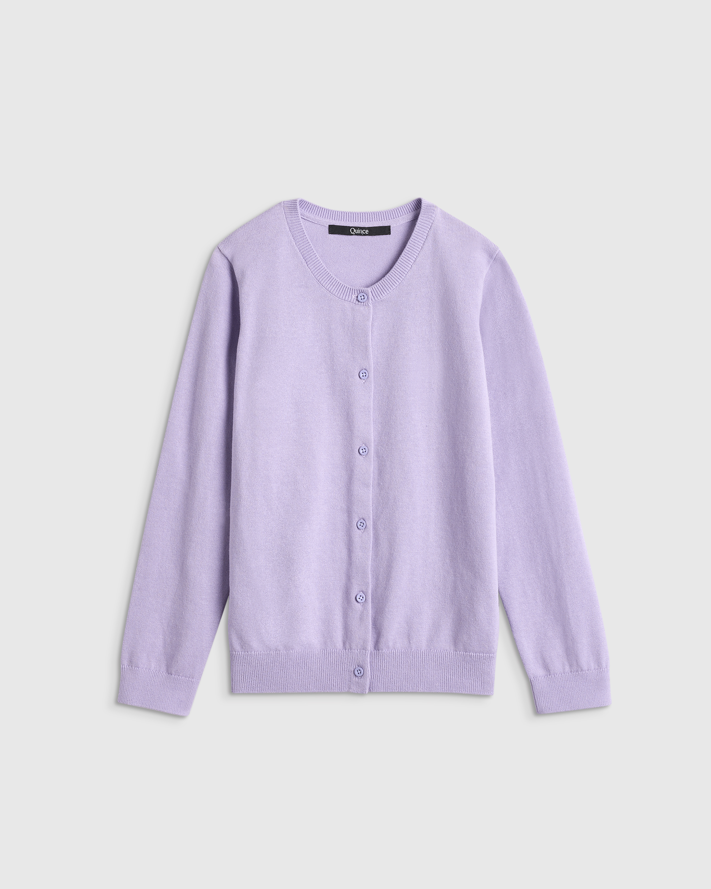 Lilac 100% Organic Cotton Crewneck Cardigan 
