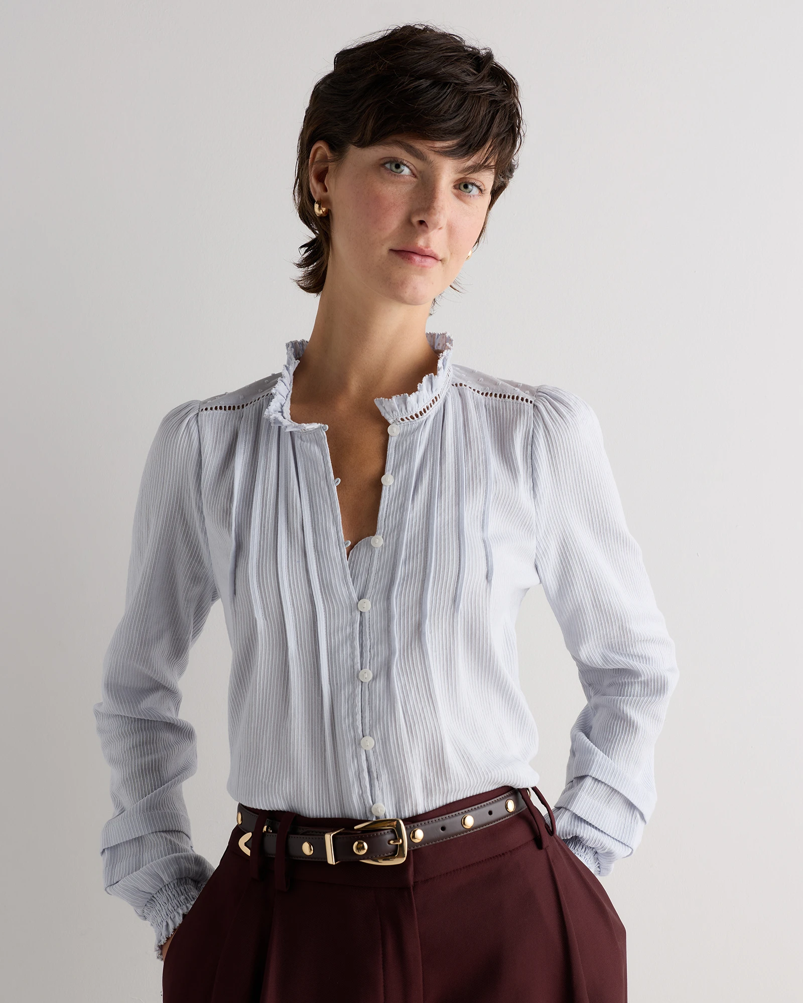 Organic Textured Cotton Peasant Blouse