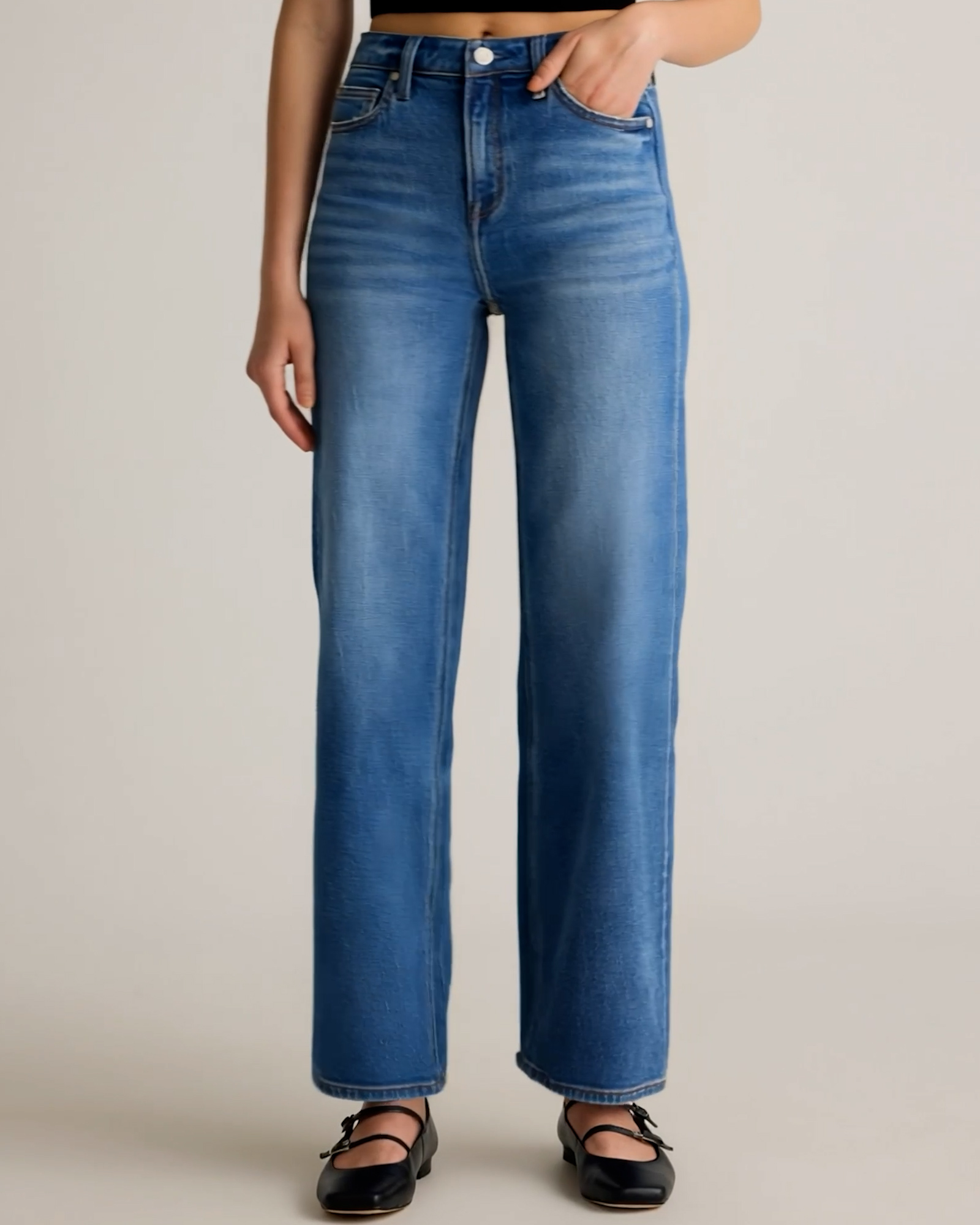 Comfort Stretch High Rise Relaxed Straight Jeans 