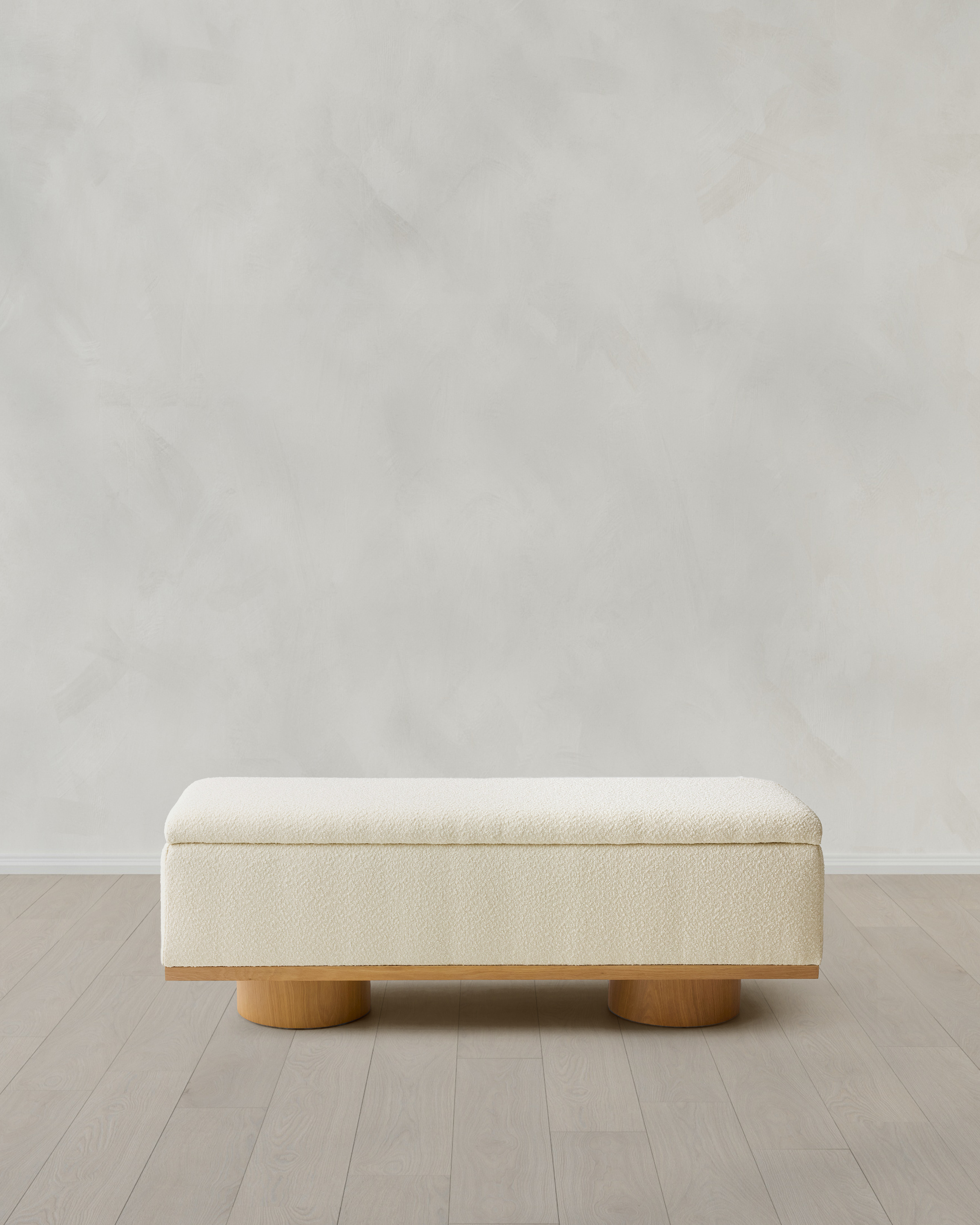 Ivory Oak and Performance Boucle Storage Bench