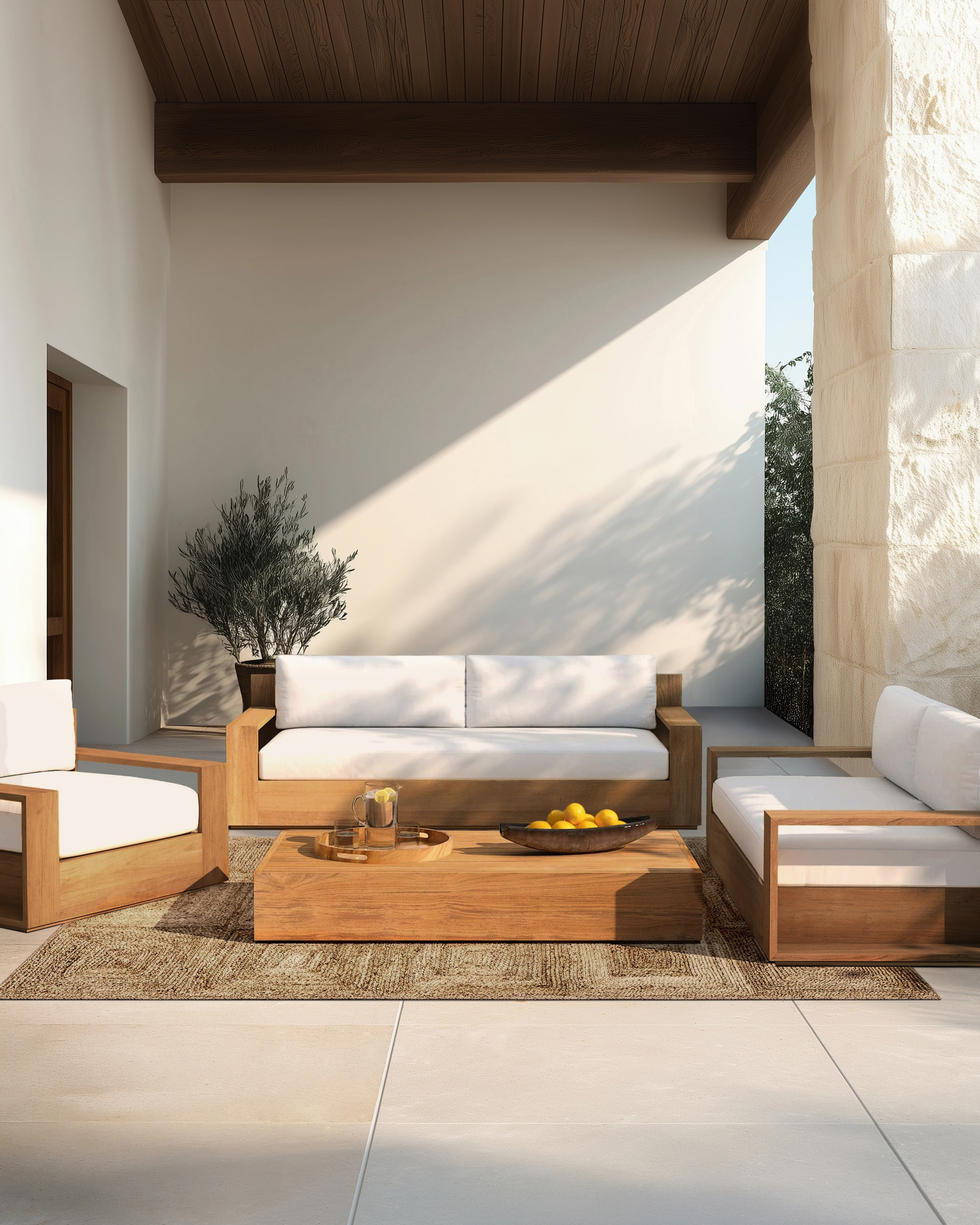 Solid Teak Outdoor Sofa - Thumbnail 2