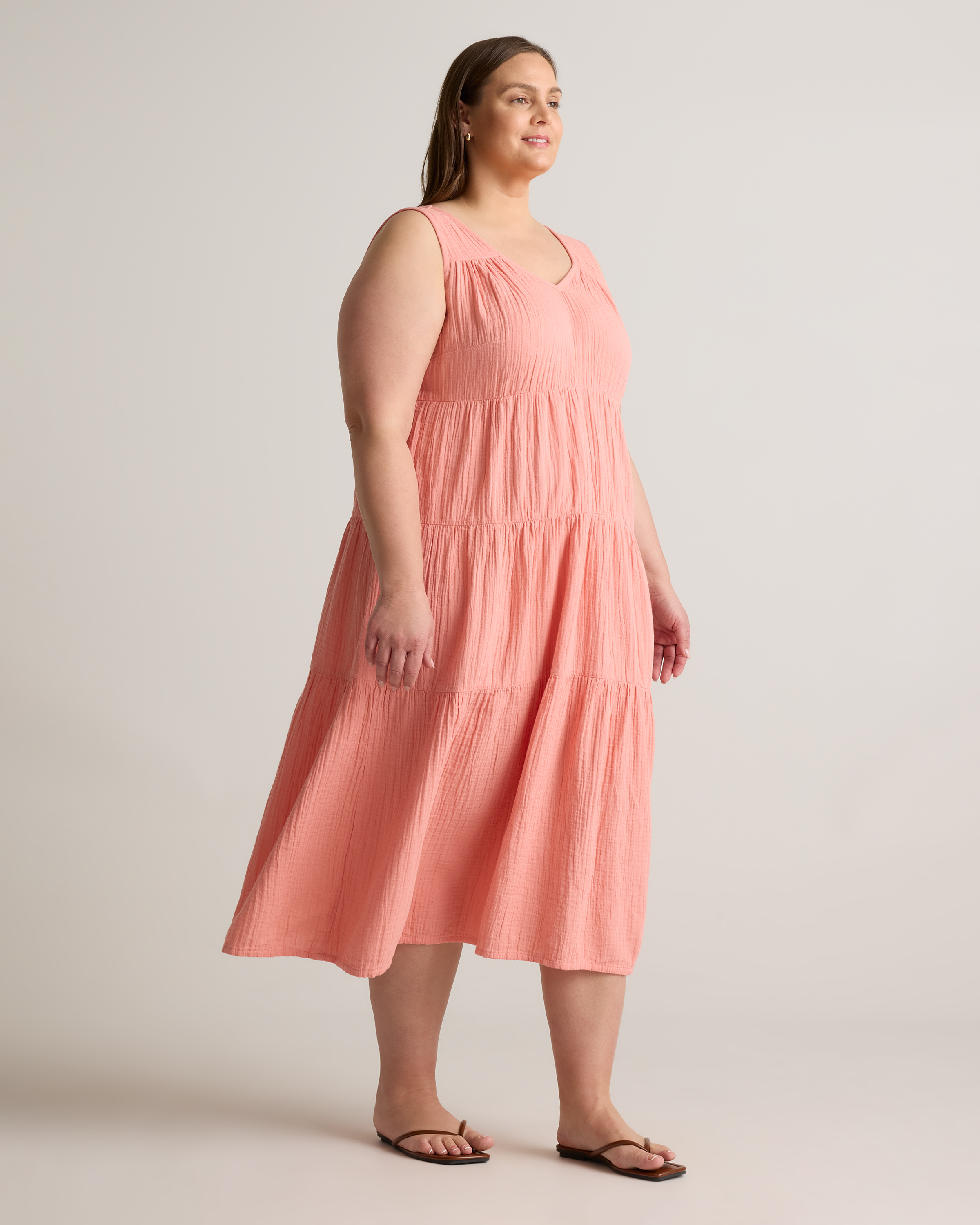 Women's Gauze Tiered Maxi Dress in Indigo Blue, Size 3X, Organic Cotton by Quince