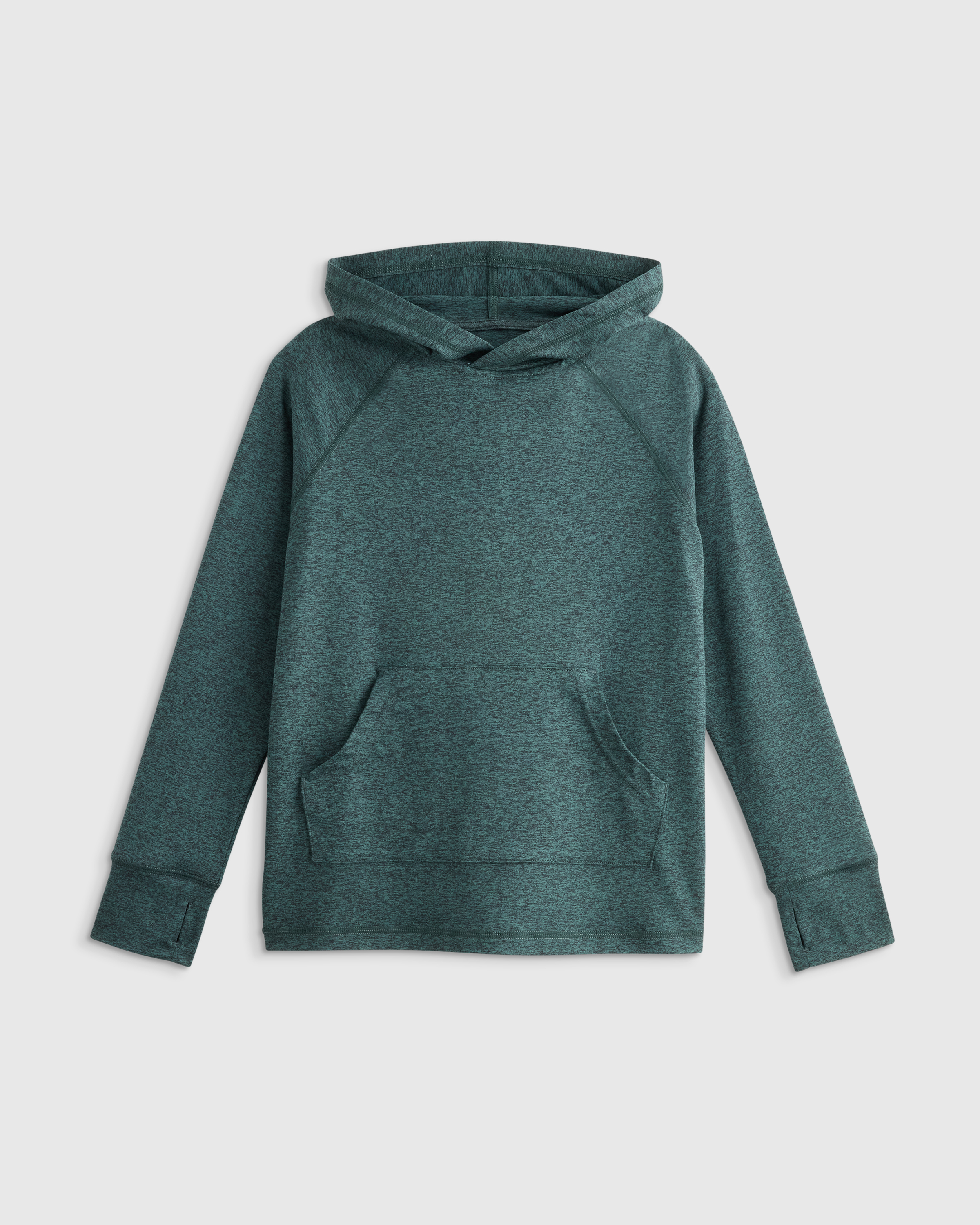 Heather Green Flowknit Pullover Hoodie