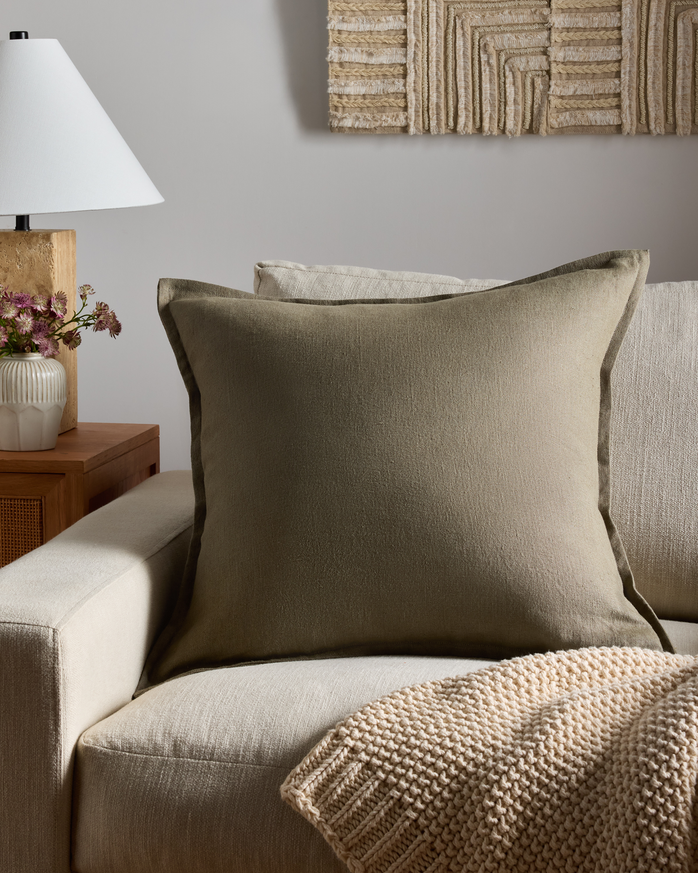 Sage European Linen Flange Edge Pillow Cover