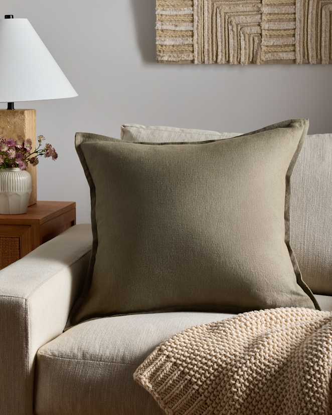 Sage European Linen Flange Edge Pillow Cover