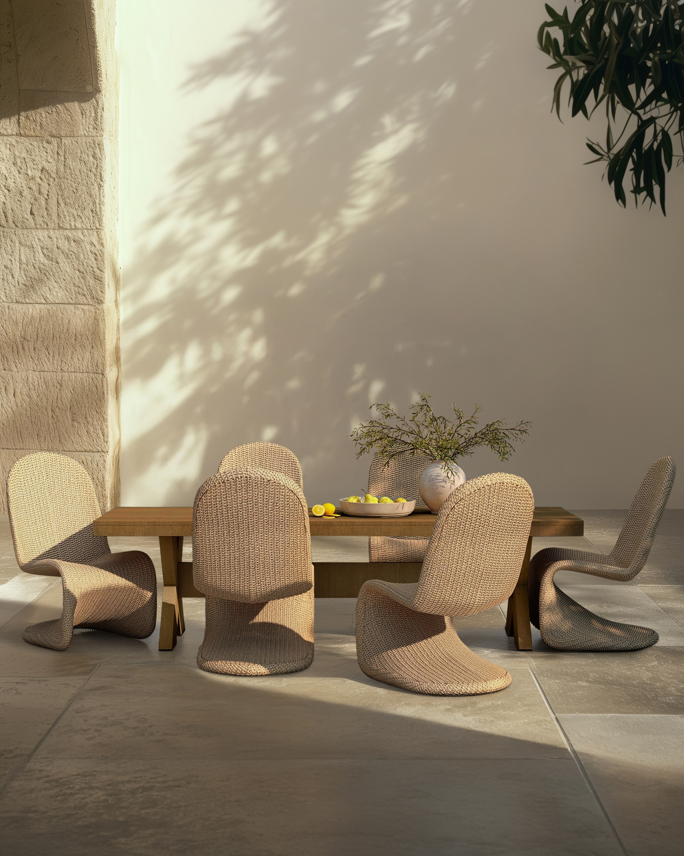 Curved All-Weather Wicker Indoor/Outdoor Dining Chair - Thumbnail 5