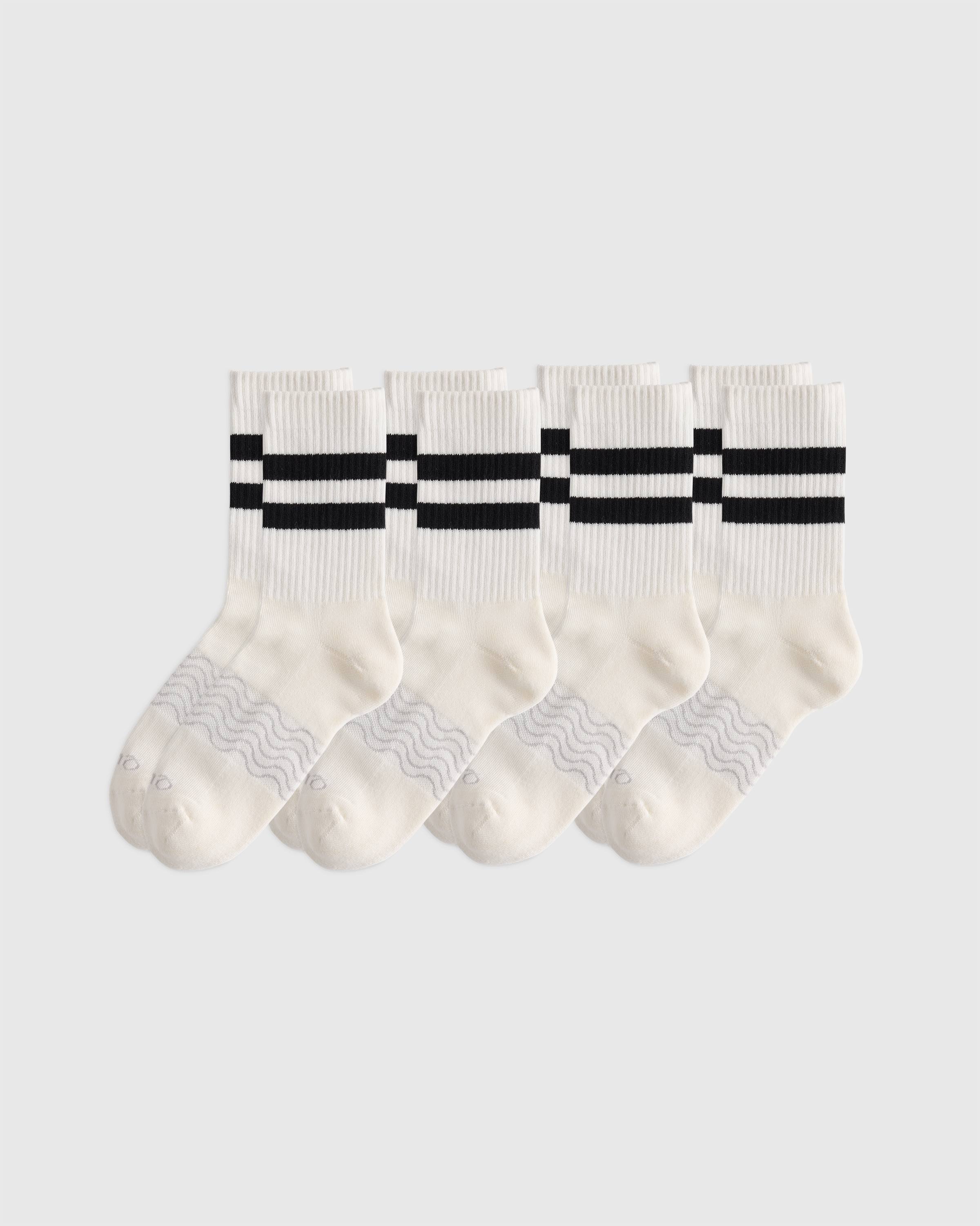 Ivory/Black Stripe Everyday Cotton Varsity Stripes Half-Crew Sock (4-Pack)