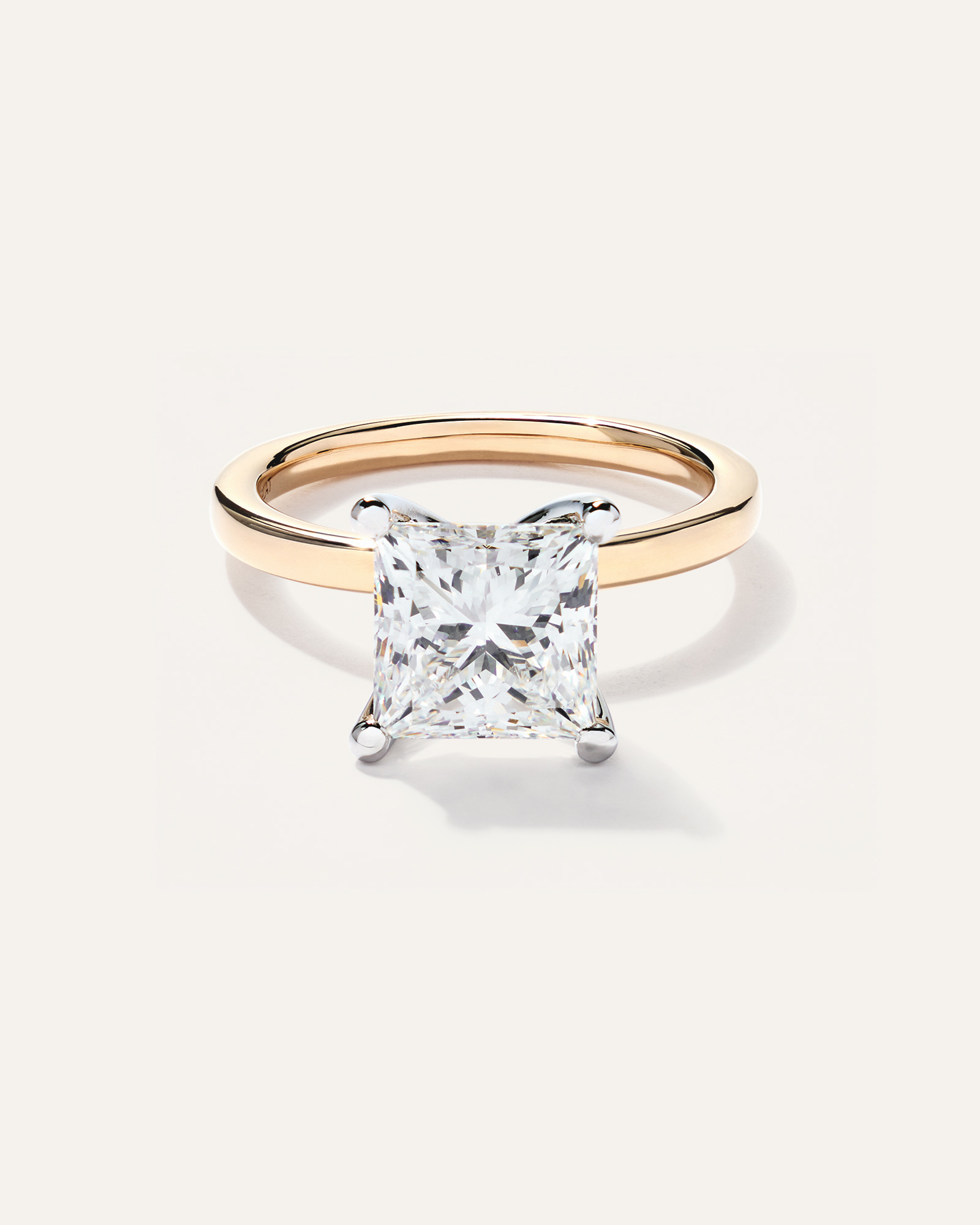 Yellow Gold Lab Grown Diamond Princess Comfort Fit Engagement Ring - 3ct
