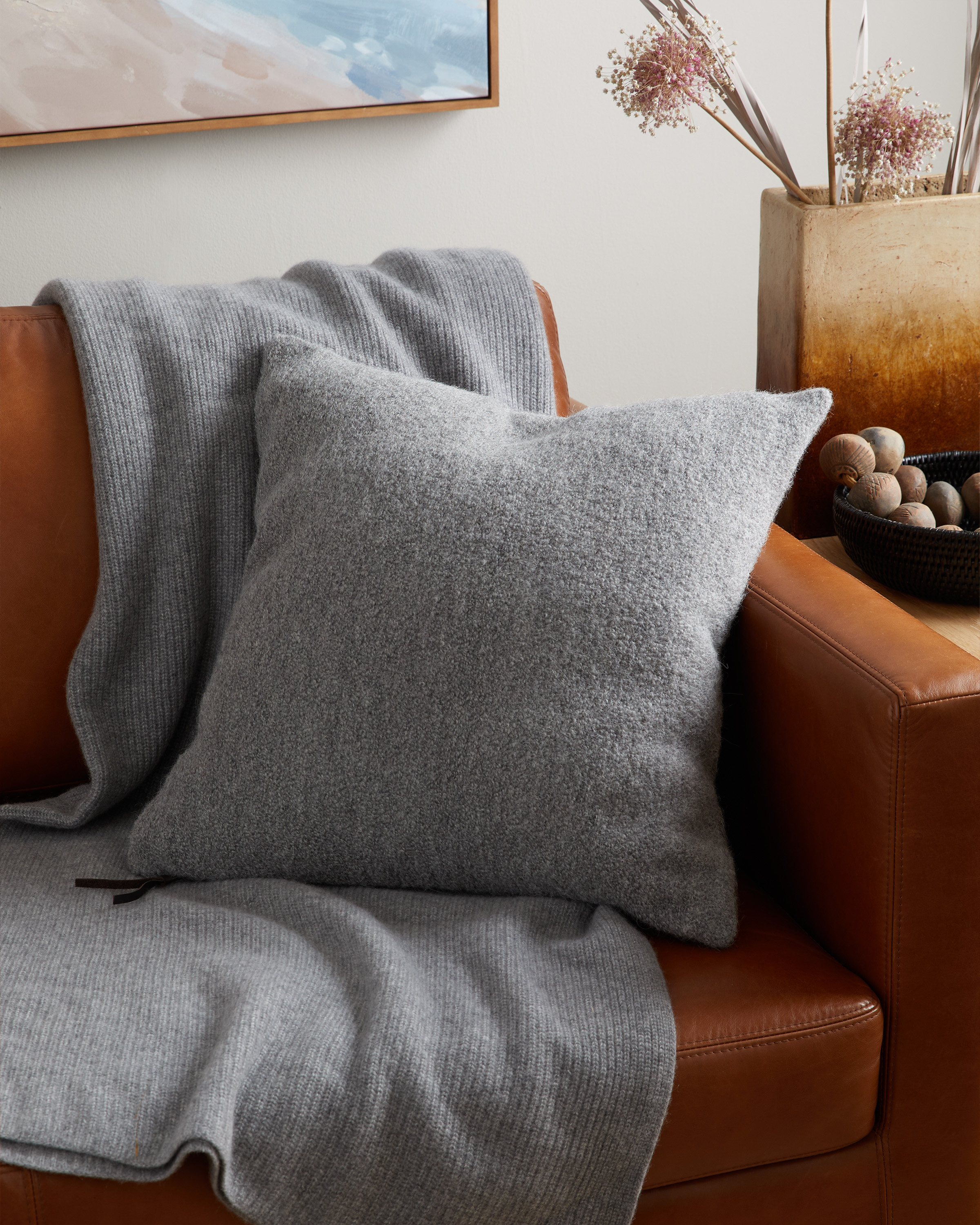 Heather Grey Alpaca Boucle Pillow Cover