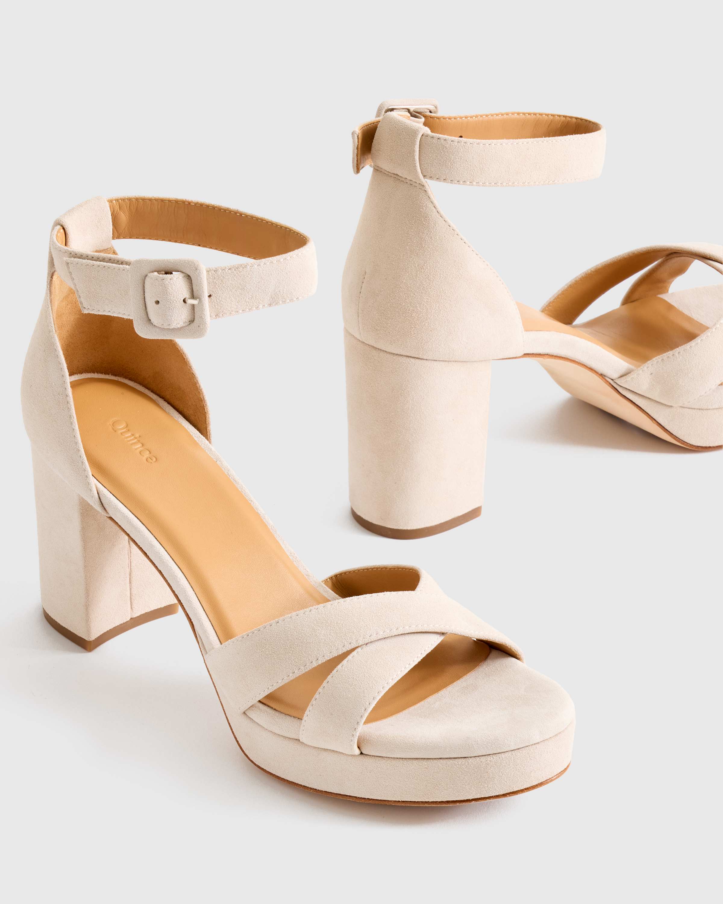 Italian Leather Crisscross Platform Block Heel Sandal
