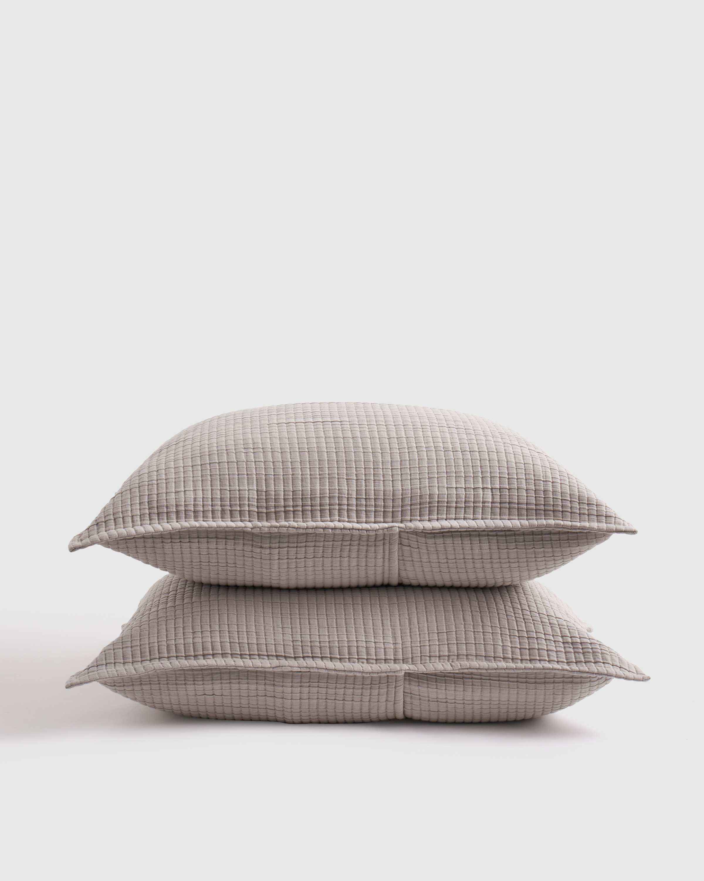 Organic Ribbed Cotton Shams, Light Grey, King
