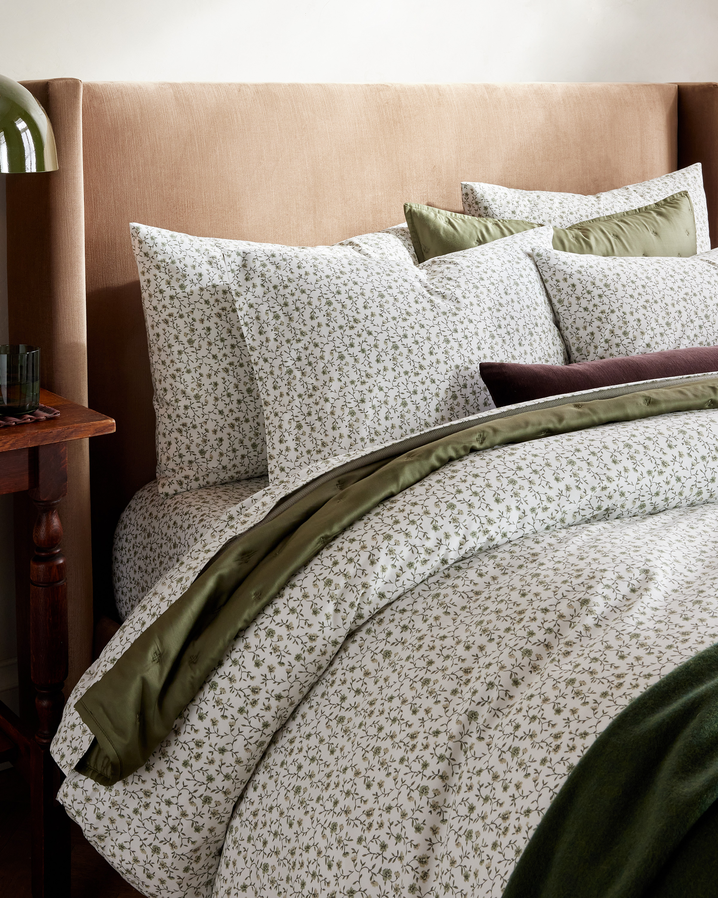 Classic Organic Percale Floral Sham Set - Green Florette, King