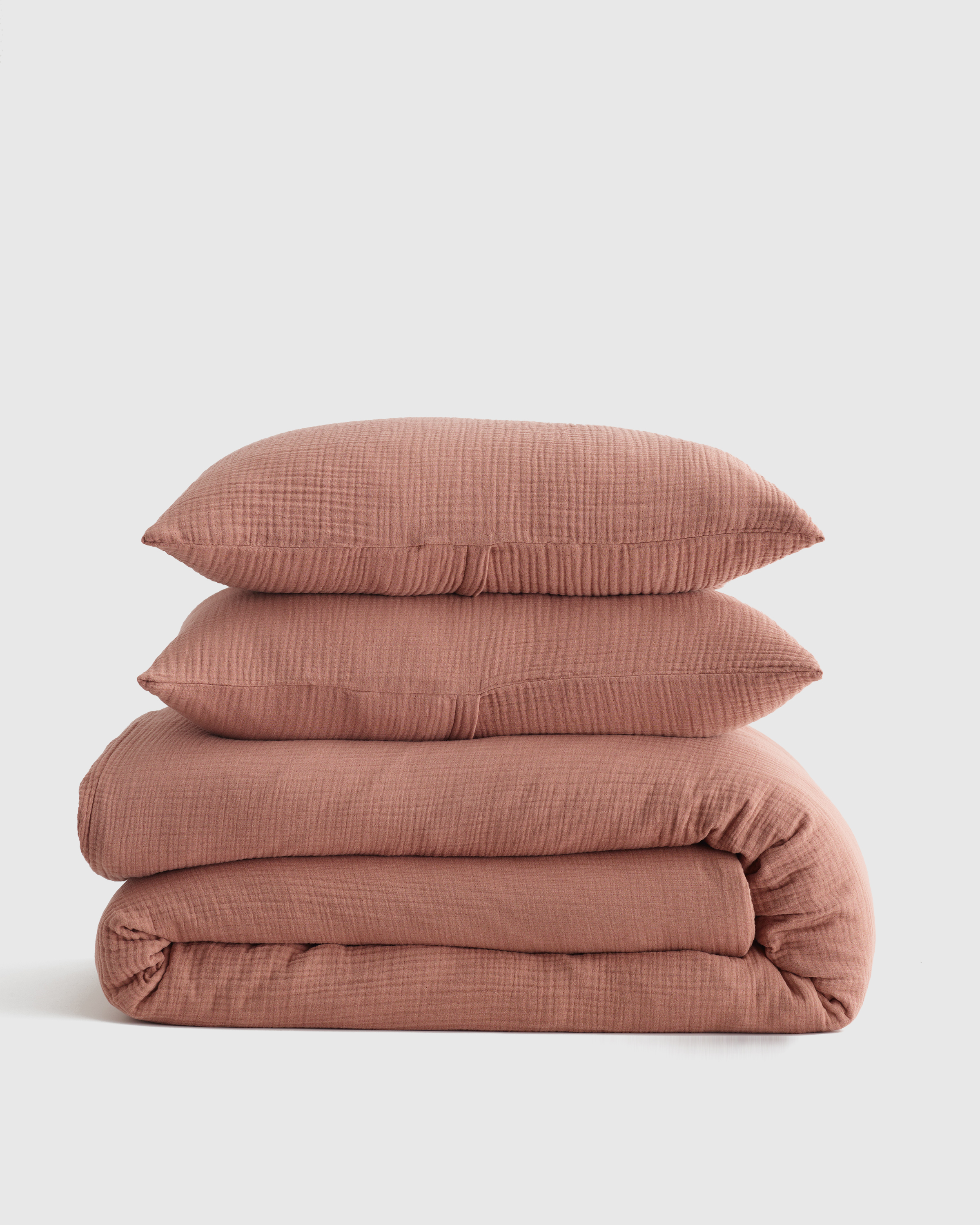 organic cotton gauze duvet cover set, king/cal king, clay