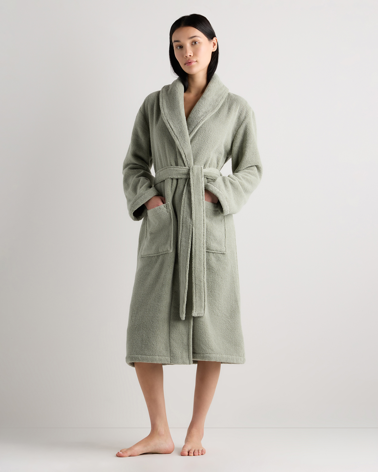 Turkish Cotton Terry Robe, M, Sage